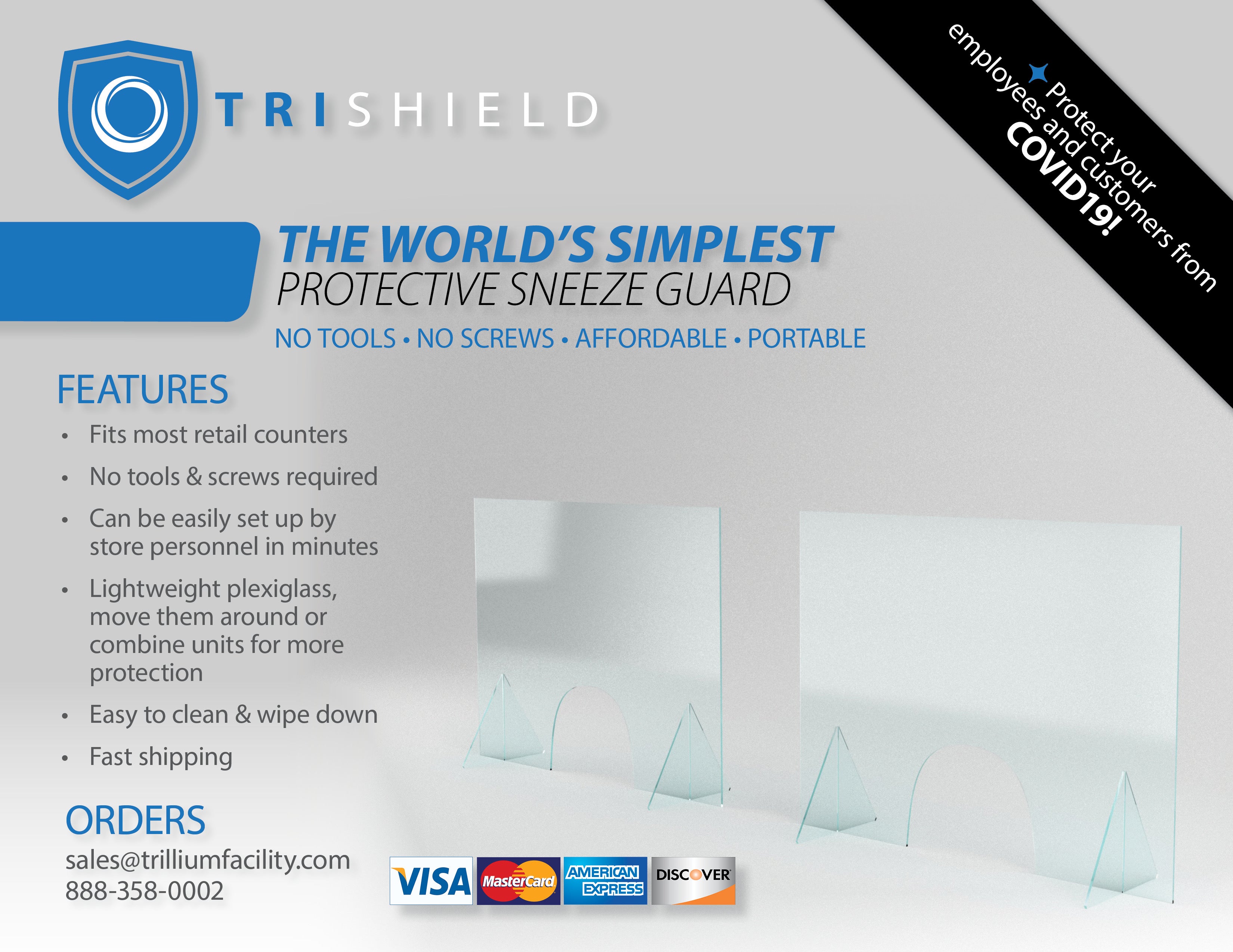 Sneeze guards for countertops