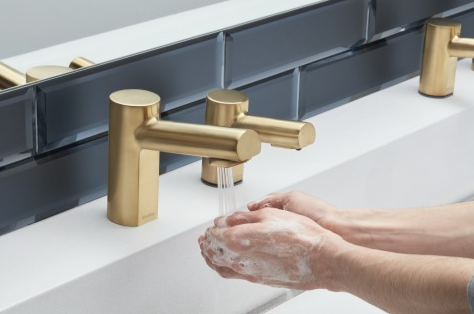 bradley verge touchless faucet, hands free restroom fixtures, touchless bathroom faucet