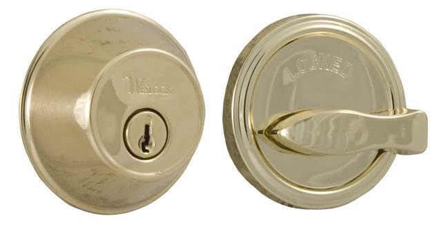 Weslock 00371-B-3SL23 300 Series Single Cylinder Deadbolt with Adjustable Latch and Deadbolt Strikes Lifetime Brass Finish Sparrow Supply