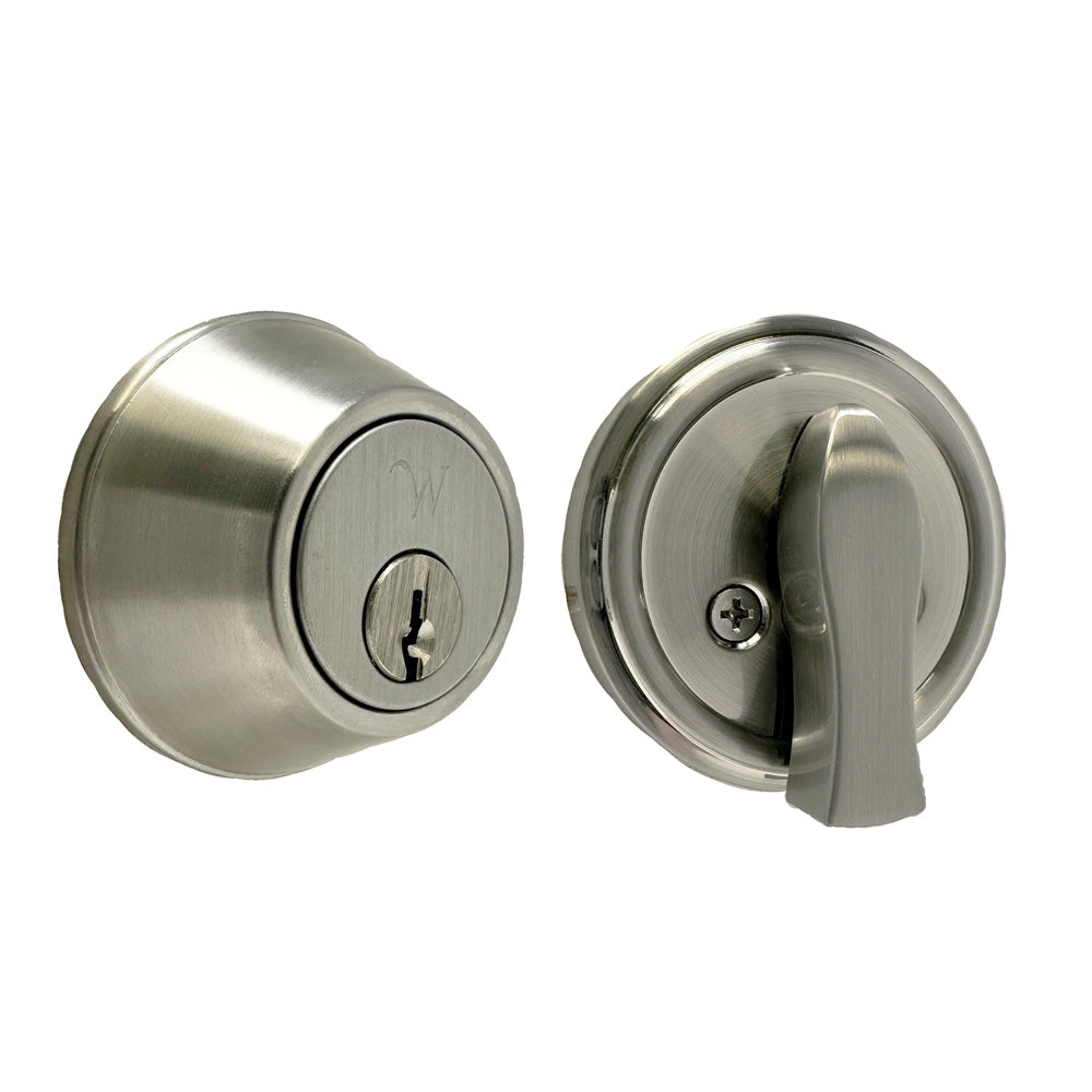 Weslock 00471-N-NSL23 Single Cylinder Deadbolt with Adjustable Latch and Deadbolt Strike Up To 2 1/4" Door Thickness Satin Nickel Finish Sparrow Supply