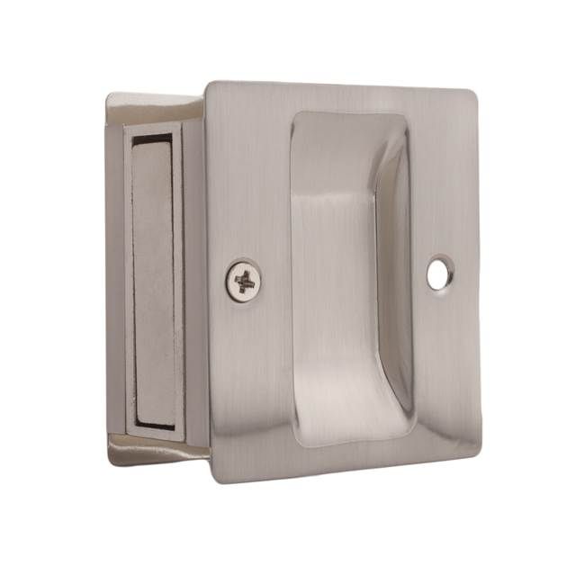 Weslock 00527XNXN Rectangular Passage Pocket Door Lock with Adjustable Backset and Full Lip Strike Satin Nickel Finish Sparrow Supply