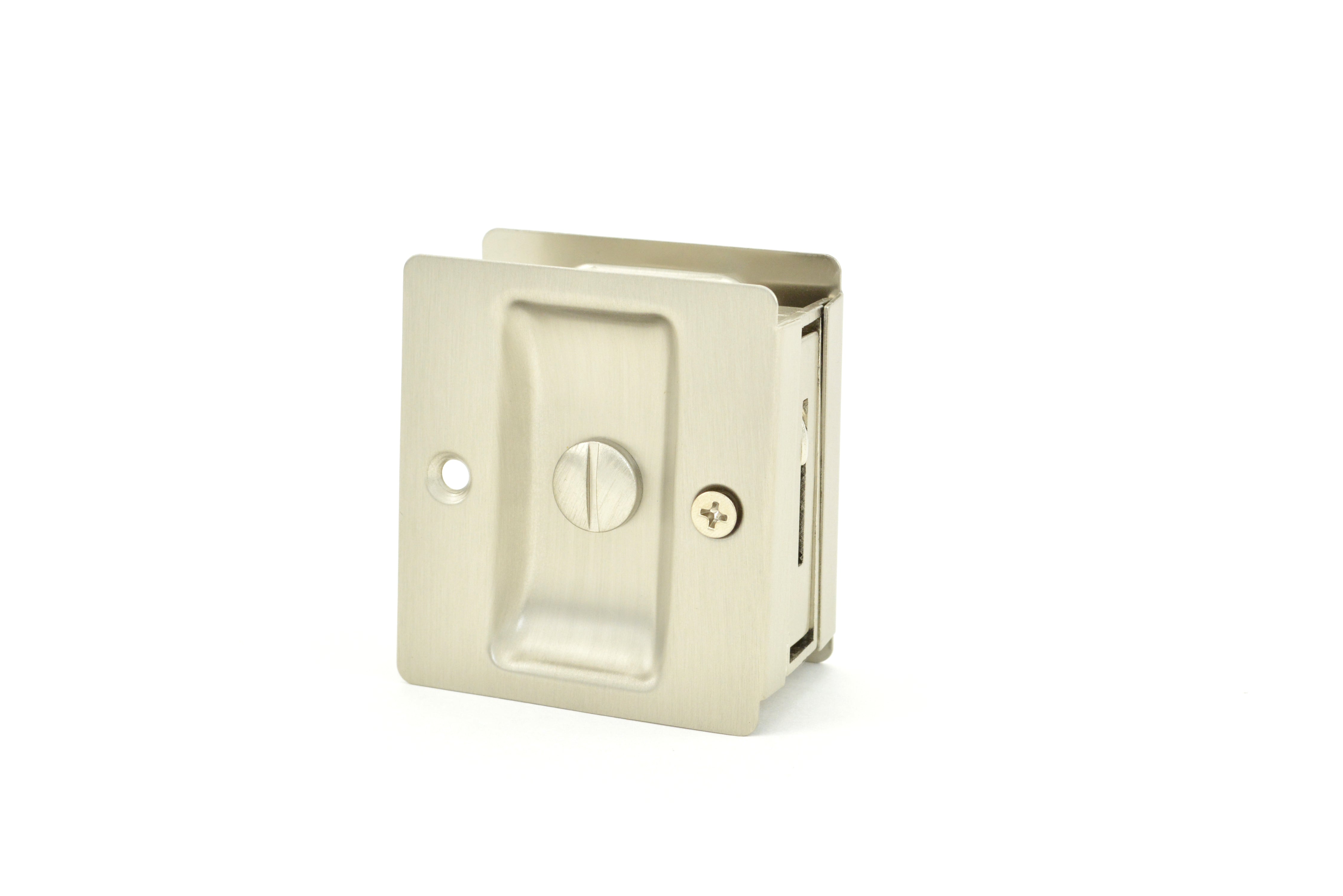 Weslock 00577XNXN Rectangular Privacy Pocket Door Lock with Adjustable Backset and Full Lip Strike Satin Nickel Finish Sparrow Supply