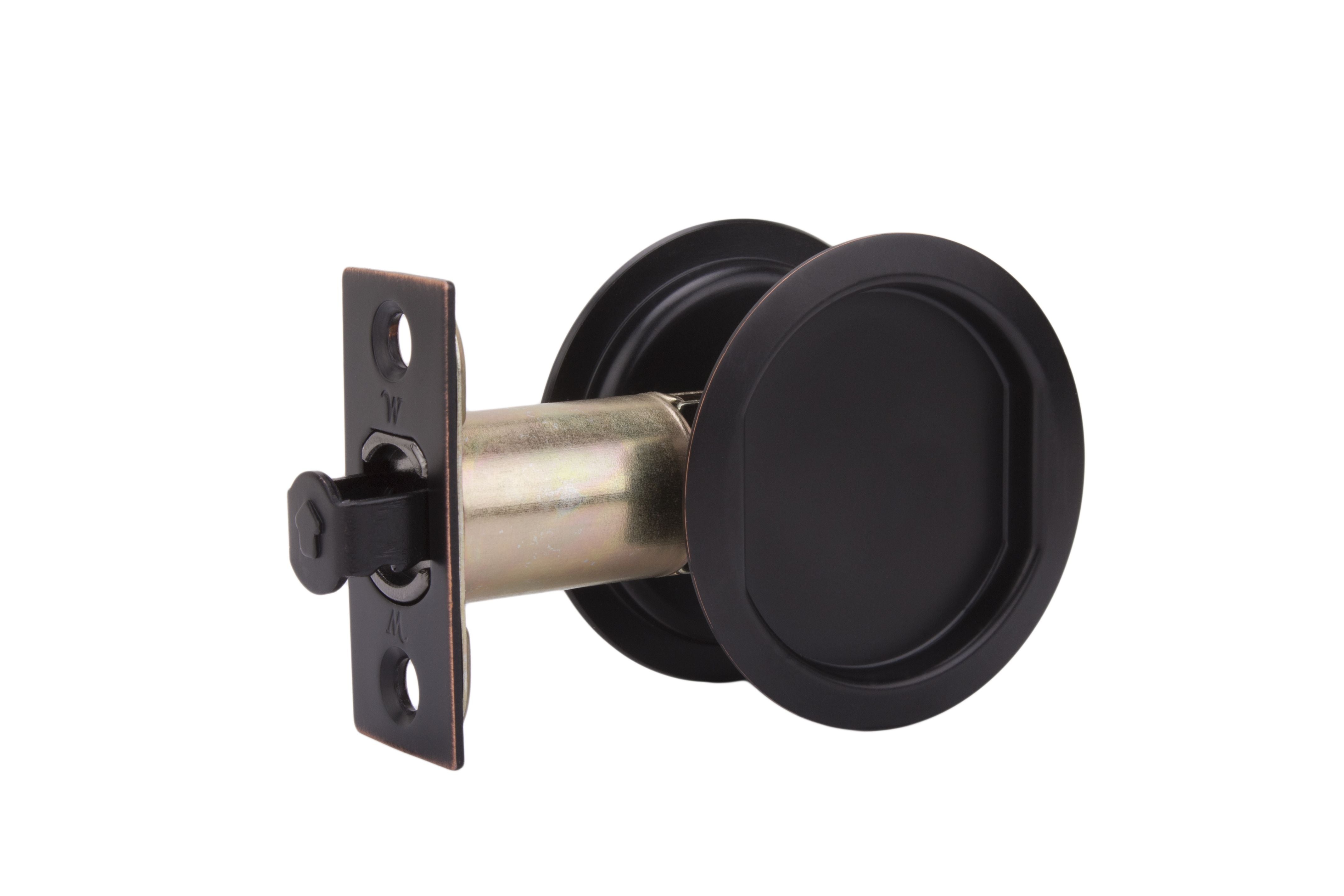 Weslock 00627X1X1 Round Passage Pocket Door Lock with Adjustable Backset and Full Lip Strike Oil Rubbed Bronze Finish Sparrow Supply