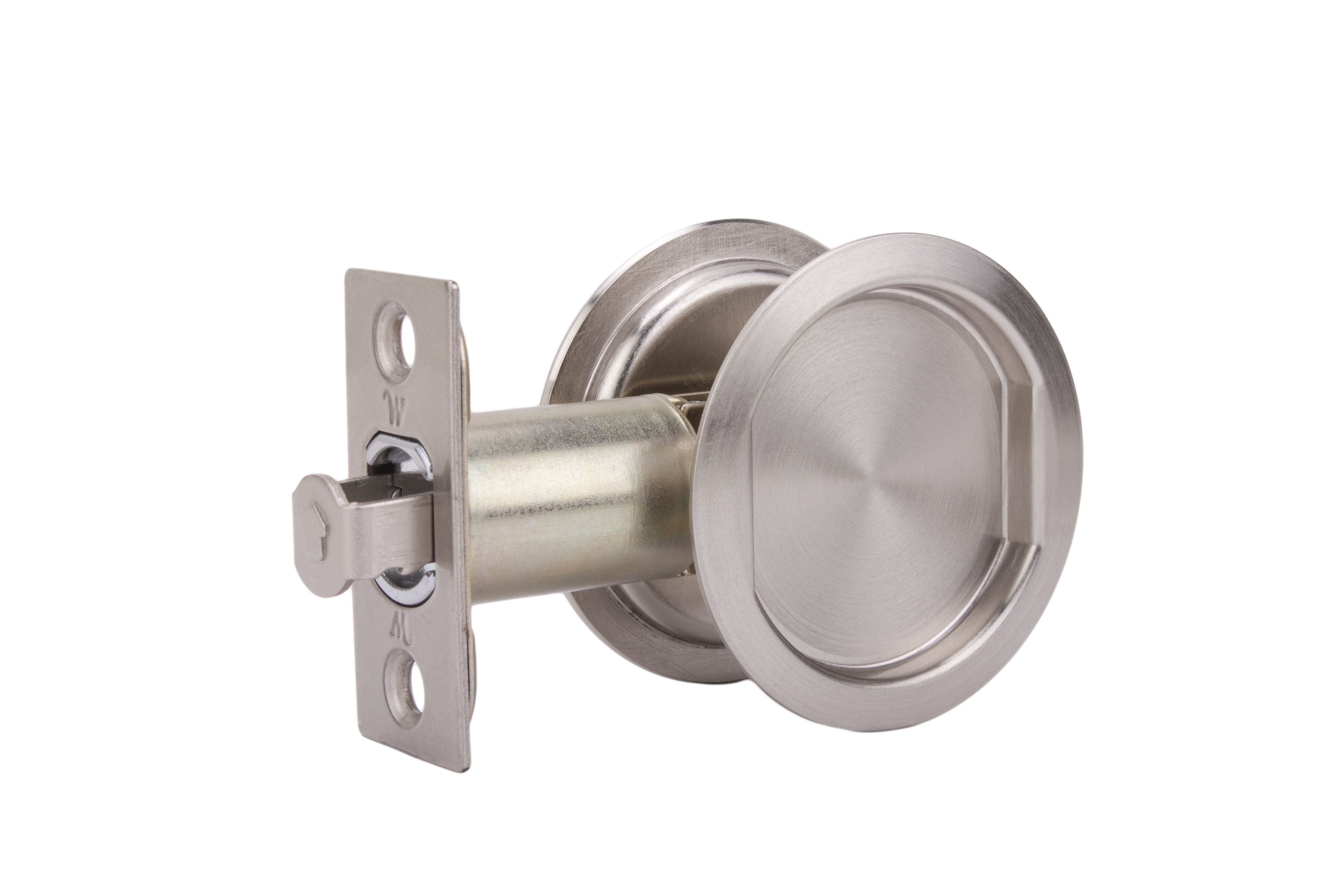 Weslock 00627XNXN Round Passage Pocket Door Lock with Adjustable Backset and Full Lip Strike Satin Nickel Finish Sparrow Supply