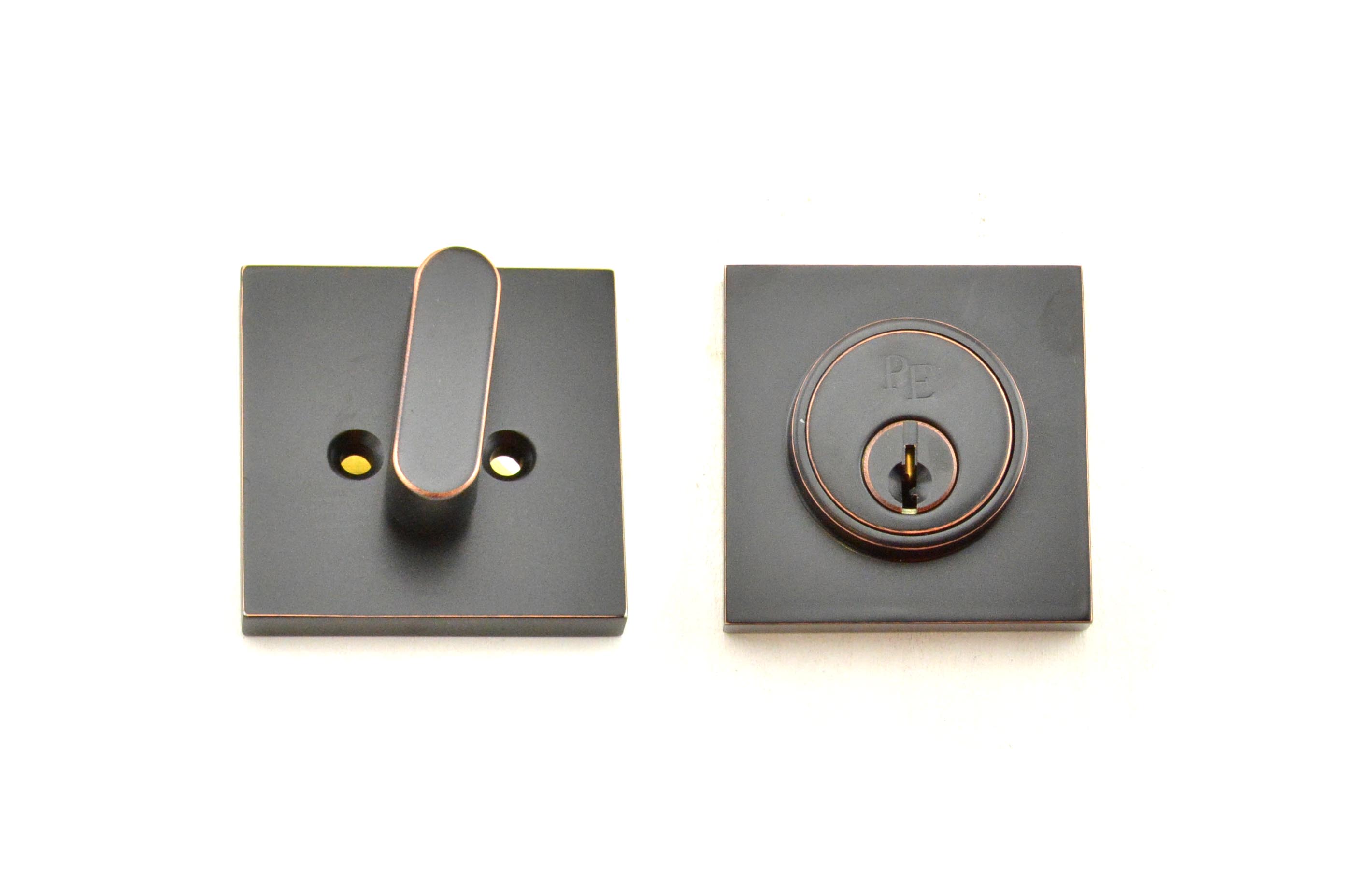 Weslock 00771-1-1FR22 Square Single Cylinder Deadbolt with Adjustable Latch and Round Corner Full Lip Strike Oil Rubbed Bronze Finish Sparrow Supply