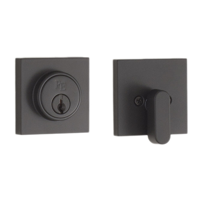 Weslock 00771-2-2FR22 Square Single Cylinder Deadbolt with Adjustable Latch and Round Corner Full Lip Strike Matte Black Finish Sparrow Supply
