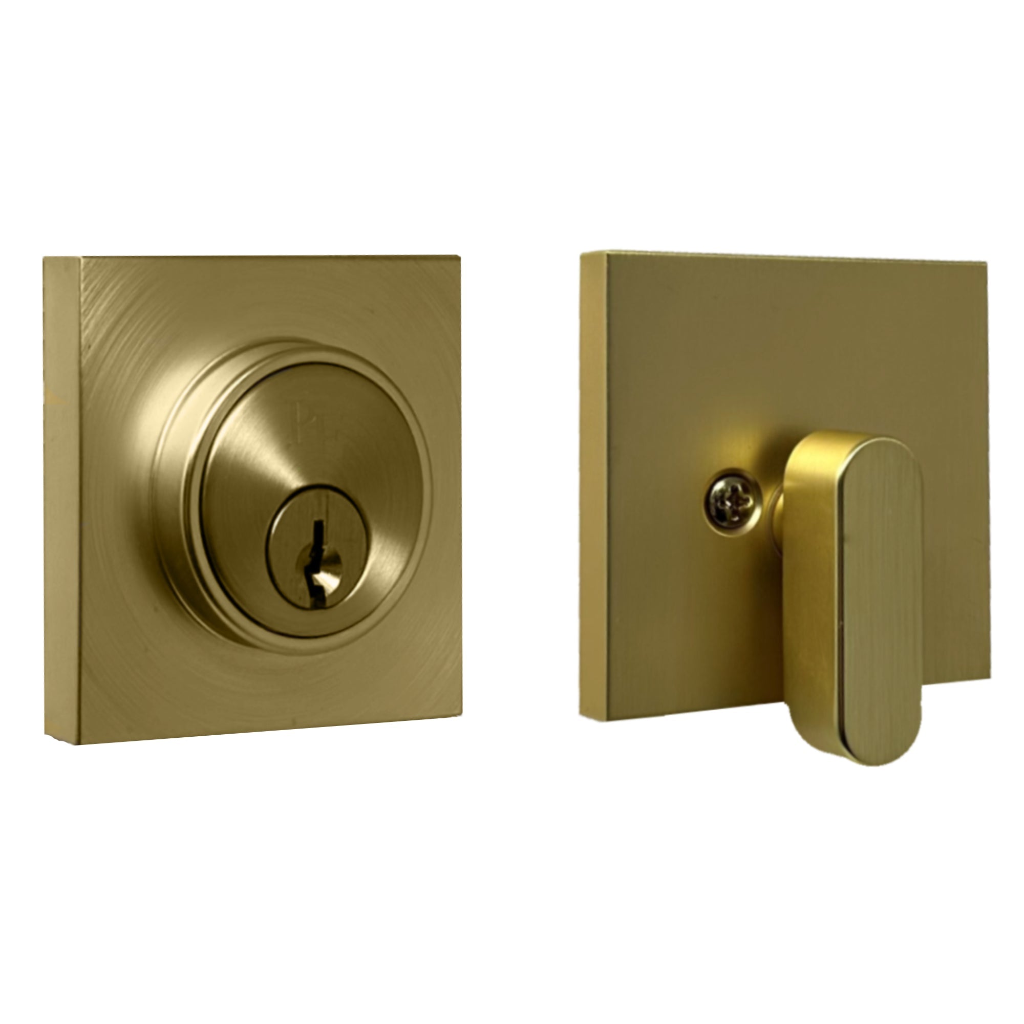 Weslock 00771-4-4FR22 Square Single Cylinder Deadbolt with Adjustable Latch and Round Corner Full Lip Strike Satin Brass Finish Sparrow Supply