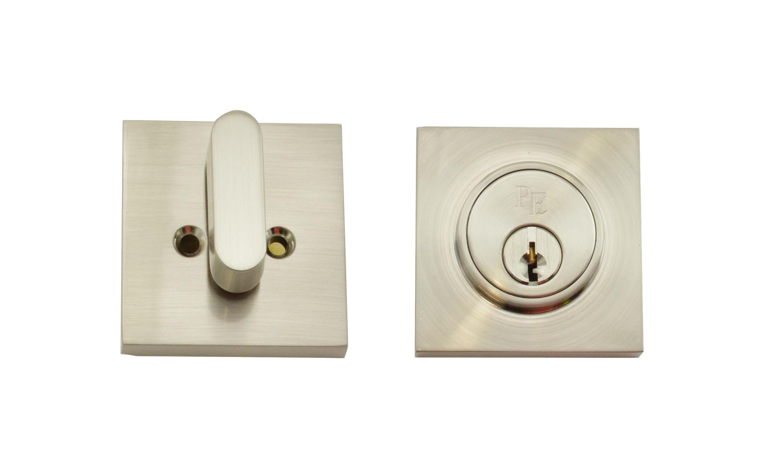 Weslock 00771-N-NFR22 Square Single Cylinder Deadbolt with Adjustable Latch and Round Corner Full Lip Strike Satin Nickel Finish Sparrow Supply