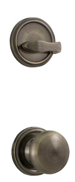 Weslock 02100--IASL20 Impresa Interior Single Cylinder Handleset Trim with Adjustable Latch and Round Corner Strikes Antique Brass Finish