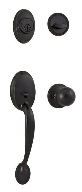 Weslock 02810-1G1FR2D Hillcrest Single Cylinder Handleset with Hudson Trim with Adjustable Latch and Round Corner Strikes Oil Rubbed Bronze Finish