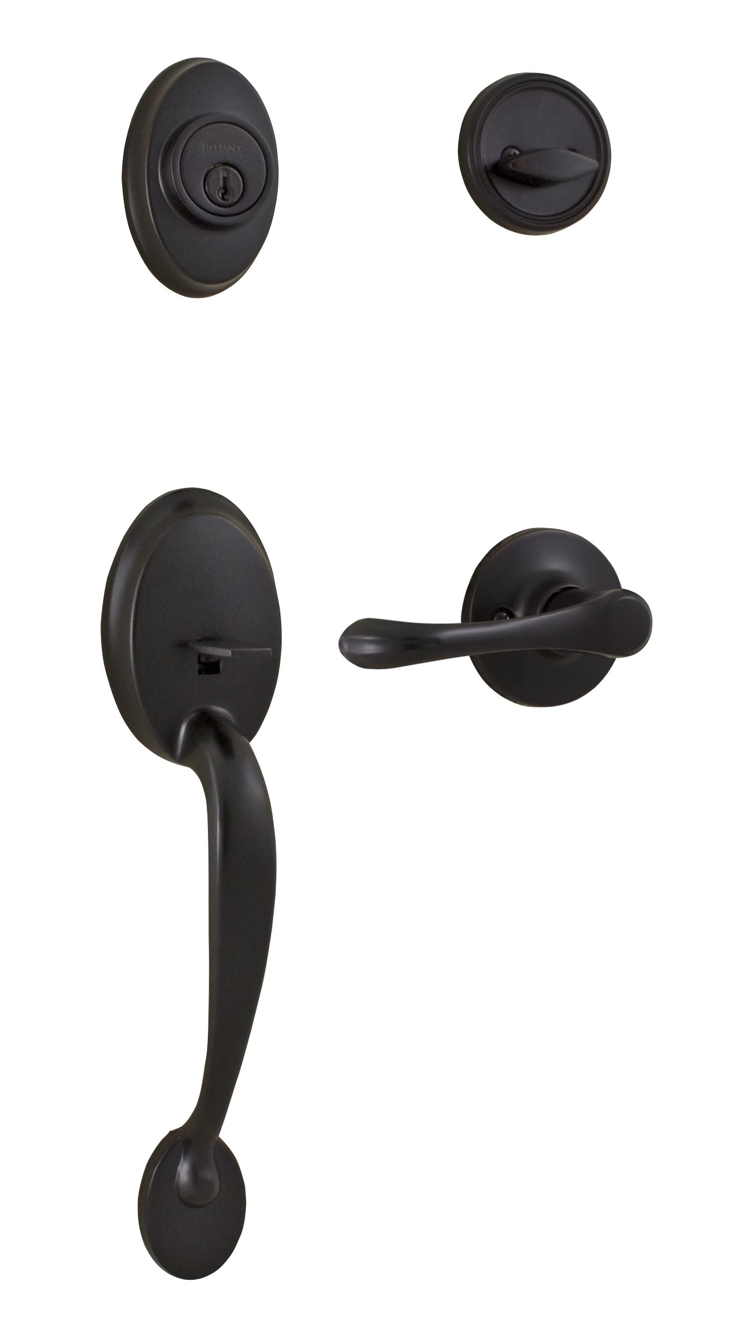 Weslock 02810-1V1FR2D Hillcrest Single Cylinder Handleset with Somerset Trim with Adjustable Latch and Round Corner Strikes Oil Rubbed Bronze Finish