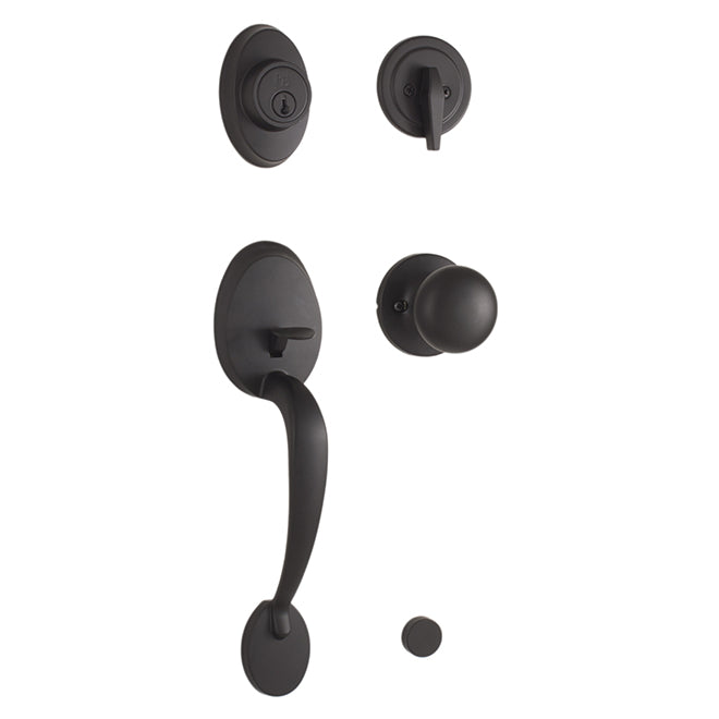 Weslock 02810-2S2FR2D Hillcrest Single Cylinder Handleset with Salem Knob Matte Black Finish