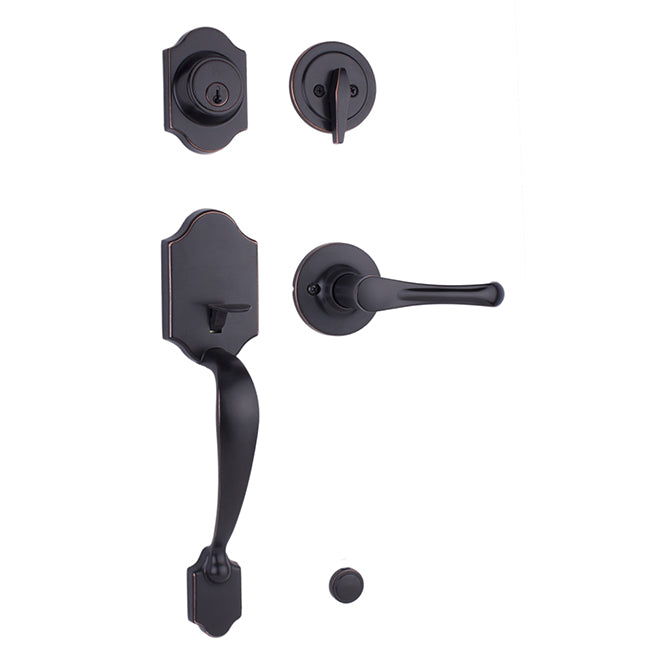 Weslock 02820-1V1FR2D Parkside Single Cylinder Handleset with Somerset Trim Oil Rubbed Bronze Finish