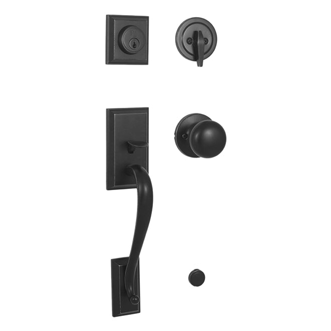Weslock 02830-2S2FR2D Mercy Single Cylinder Handleset with Salem Knob Matte Black Finish