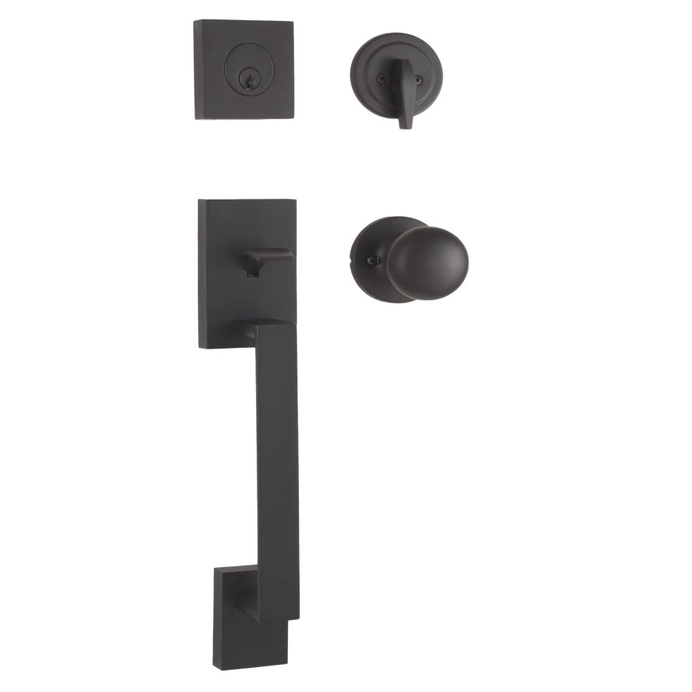 Weslock 02840-2S2FR2D Bailey Single Cylinder Handleset with Salem Knob Matte Black Finish