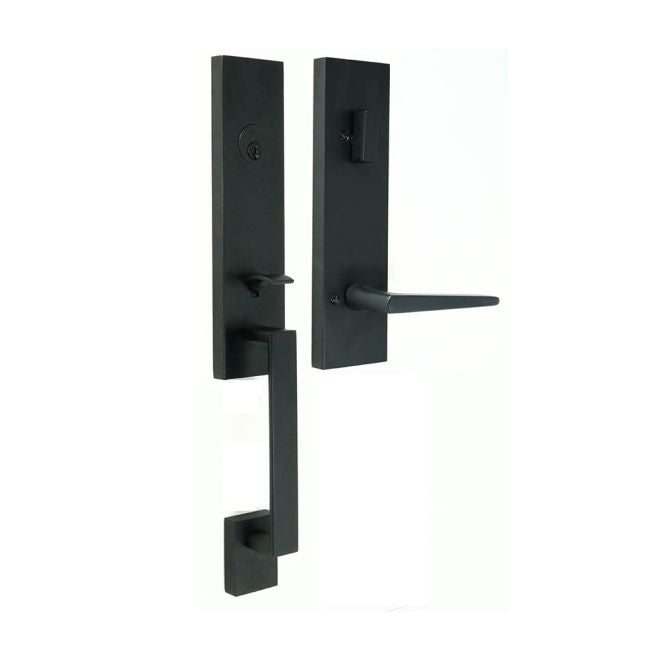 Weslock 02870-272SL2D Leighton Single Cylinder Handleset with Philtower Lever Trim with Adjustable Latch and Round and Square Corner Strikes Matte Black Finish