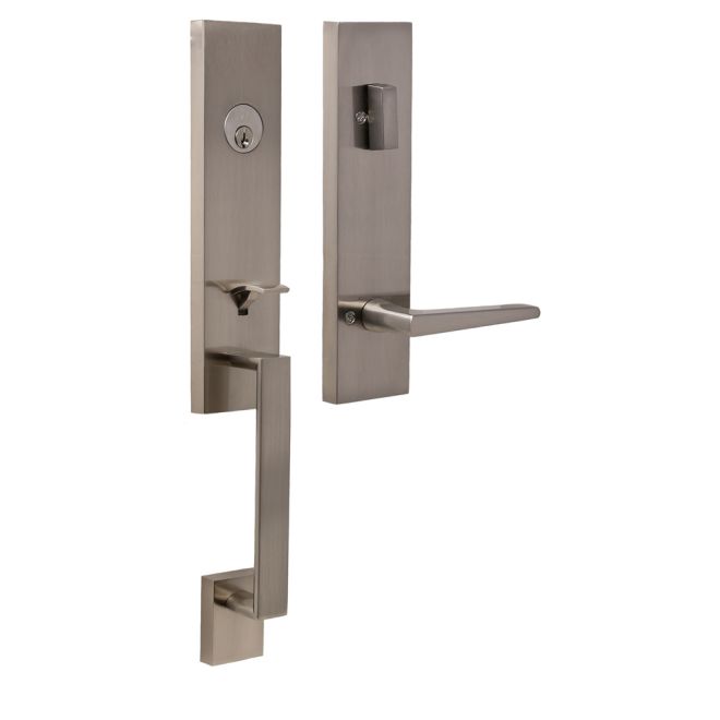 Weslock 02870-N7NSL2D Leighton Single Cylinder Handleset with Philtower Lever Trim with Adjustable Latch and Round and Square Corner Strikes Satin Nickel Finish