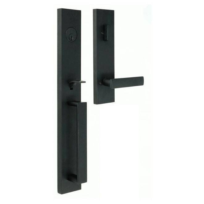 Weslock 02890-232SL2D Xanthis Single Cylinder Handleset with Utica Lever Trim with Adjustable Latch and Round and Square Corner Strikes Matte Black Finish