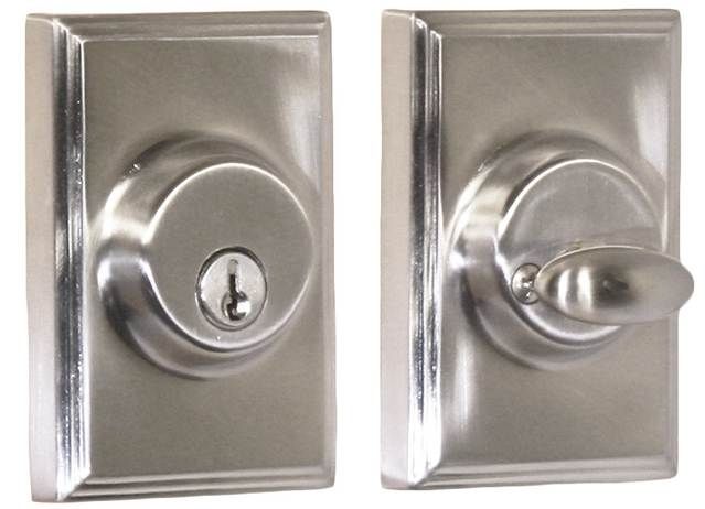 Weslock 03771-N-NSL23 Woodward Single Cylinder Deadbolt with Adjustable Latch and Deadbolt Strike Satin Nickel Finish Sparrow Supply