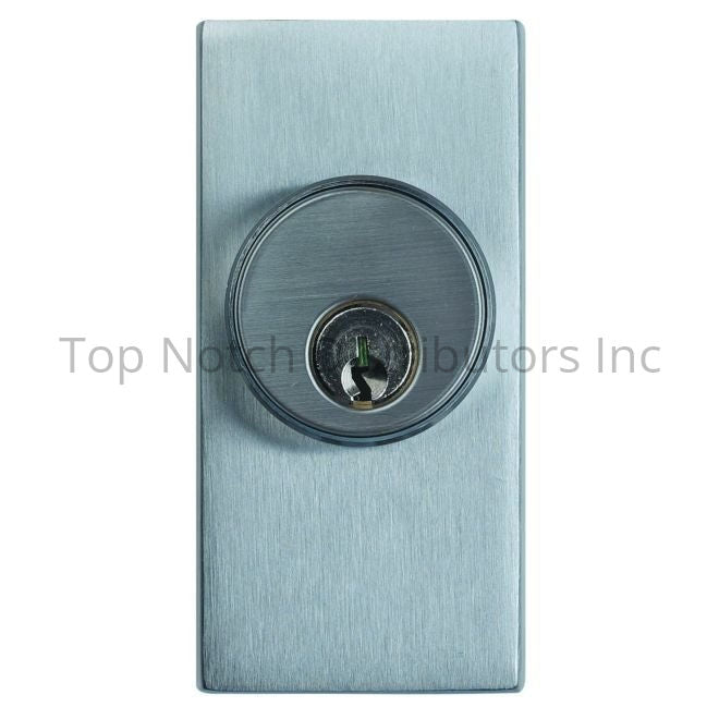 Detex 03WS626 Cover Plate Exit Trim with Cylinder Hole Satin Chrome... Sparrow Supply