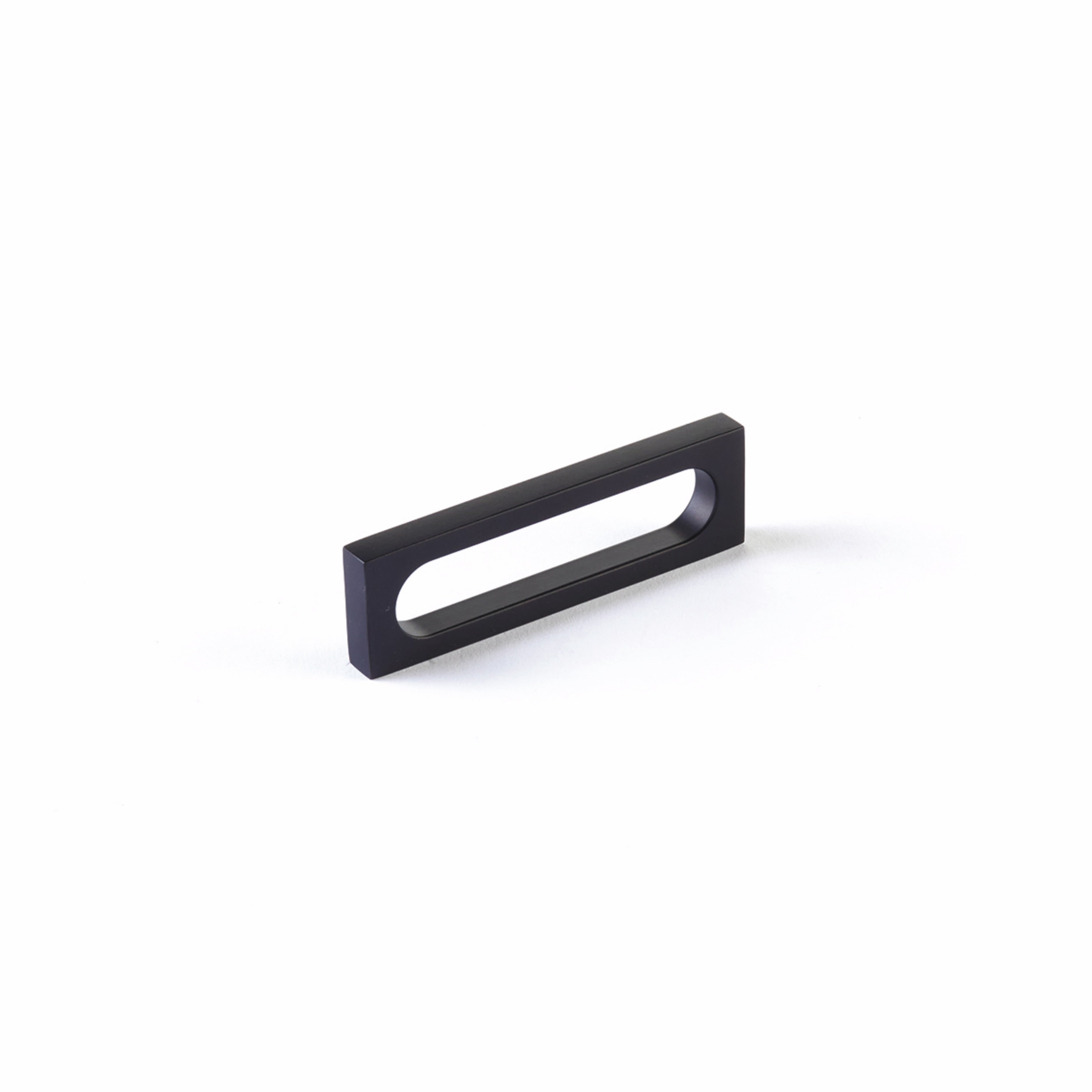 Schaub 10032-MB 3-7/8" Cafe Modern Oval Slot Cabinet Pull with 3-1/2" Center to Center Matte Black Finish Sparrow Supply