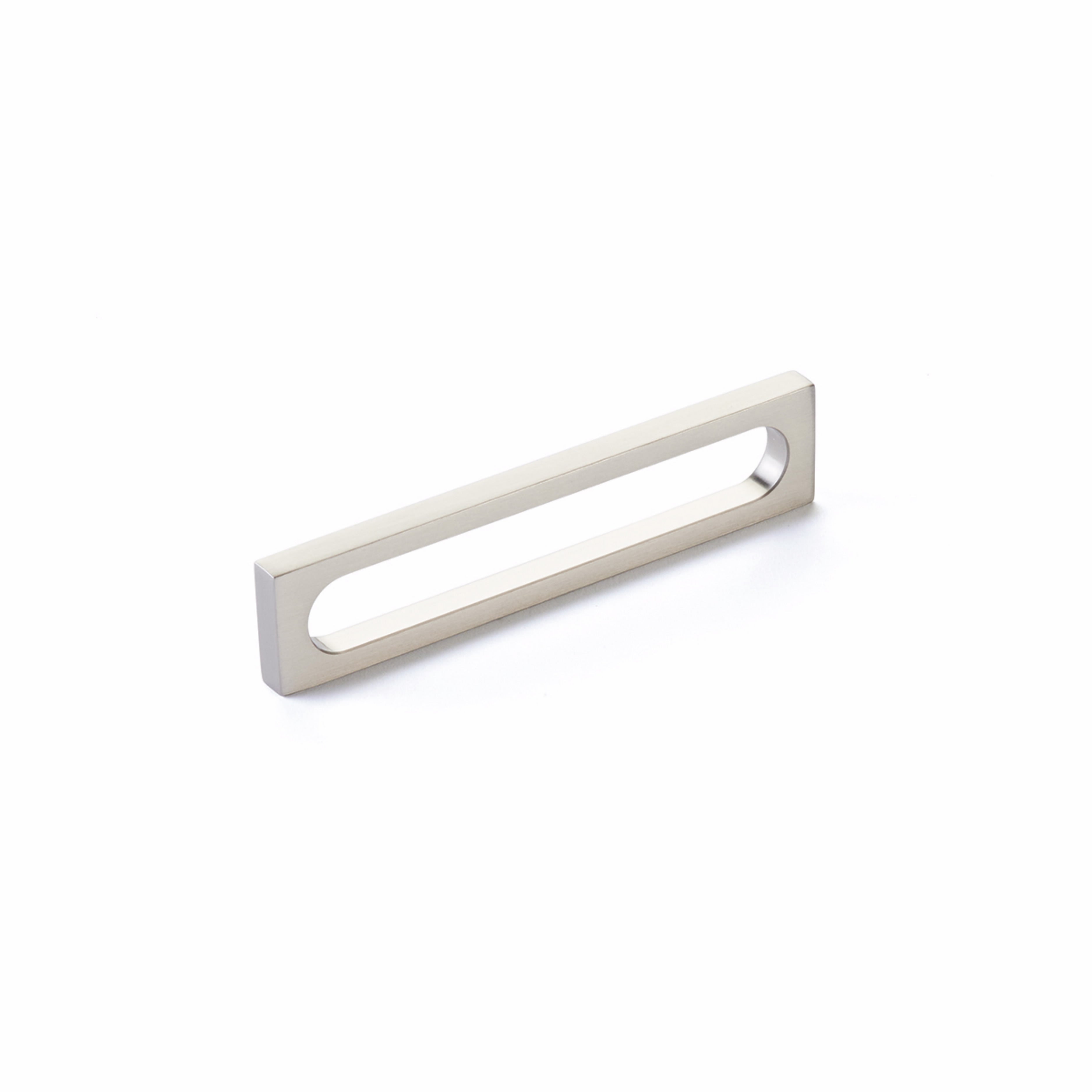 Schaub 10033-BN 5-3/8" Cafe Modern Oval Slot Cabinet Pull with 5" Center to Center Brushed Nickel Finish Sparrow Supply