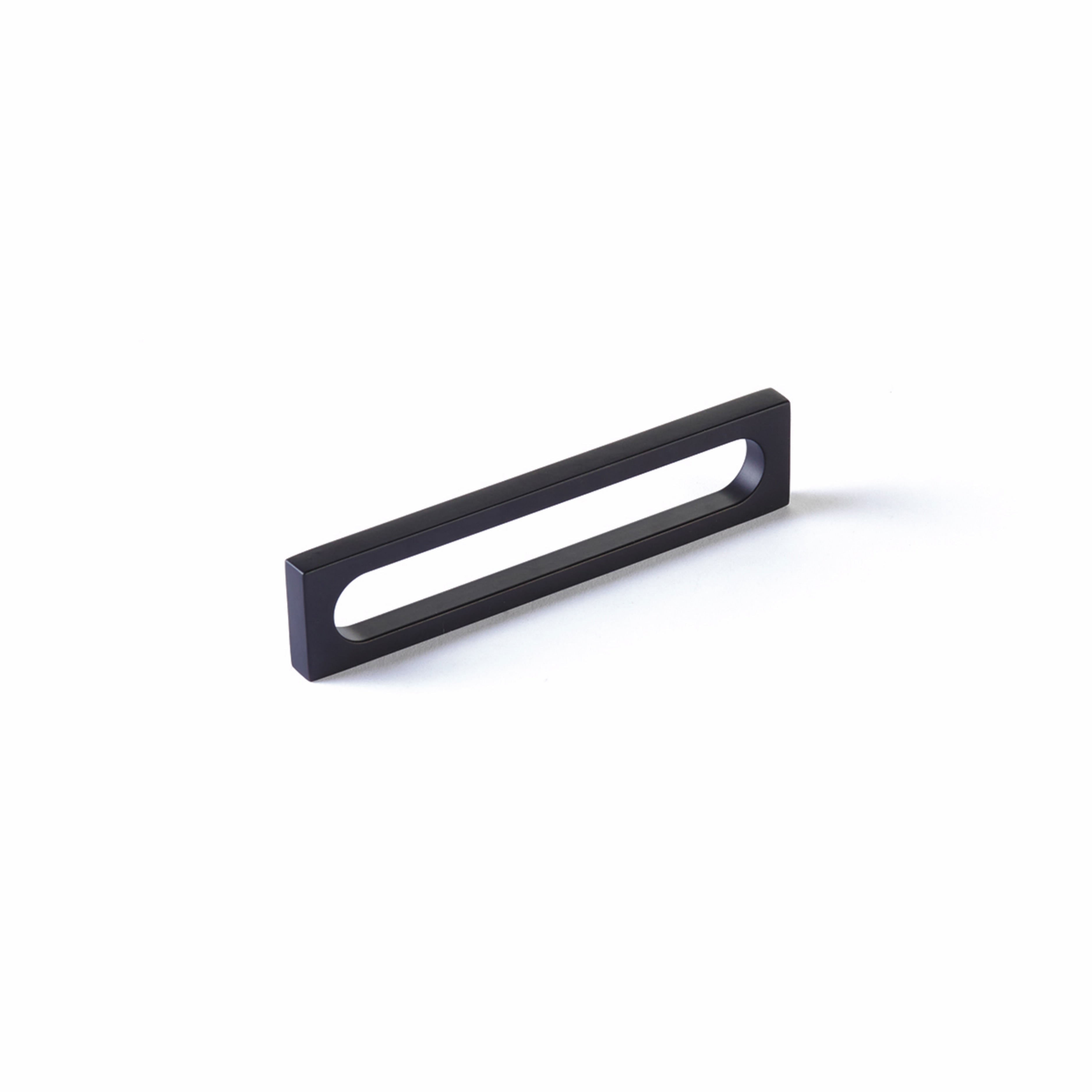 Schaub 10033-MB 5-3/8" Cafe Modern Oval Slot Cabinet Pull with 5" Center to Center Matte Black Finish Sparrow Supply