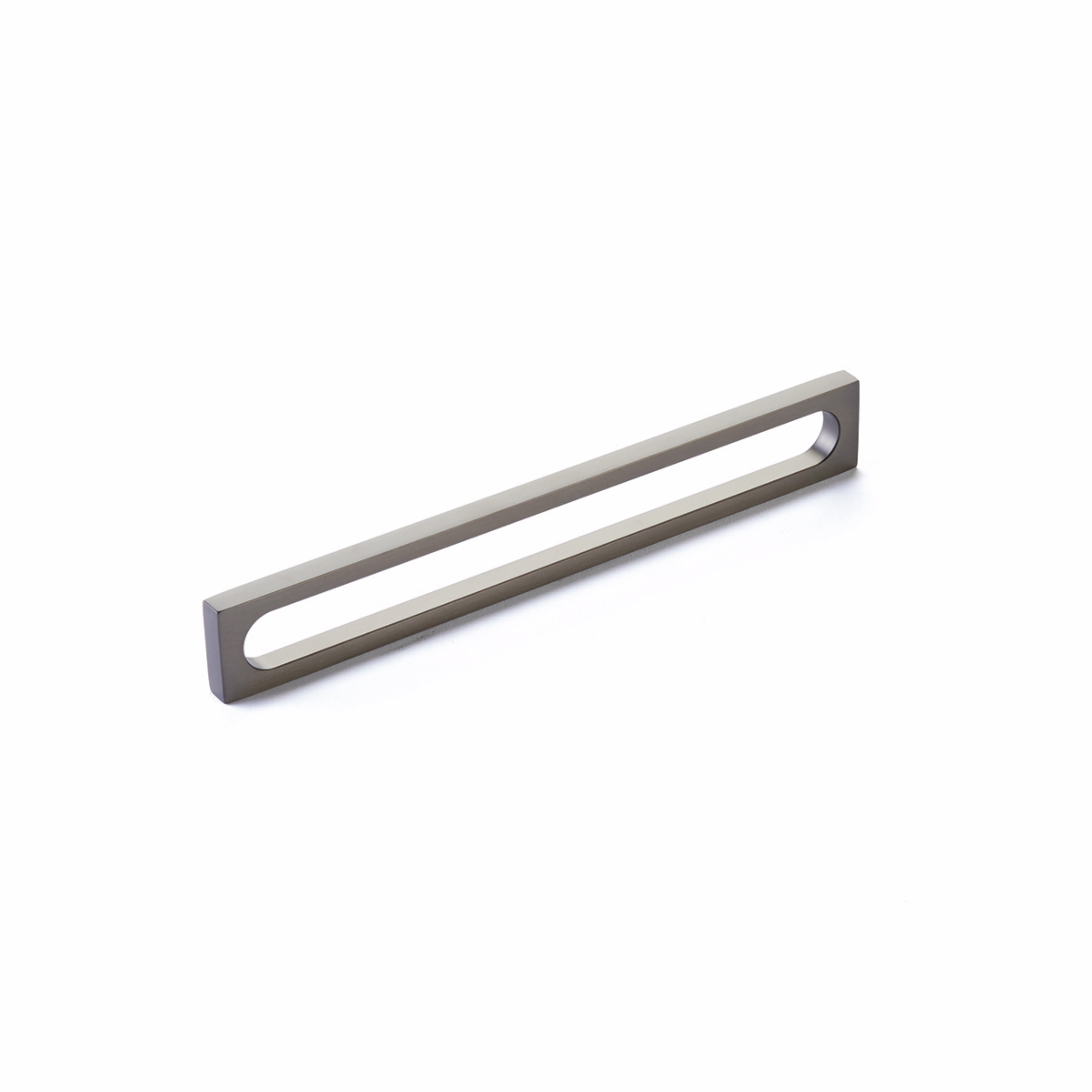 Schaub 10034-GM 8-3/8" Cafe Modern Oval Slot Cabinet Pull with 8" Center to Center Gun Metal Finish Sparrow Supply