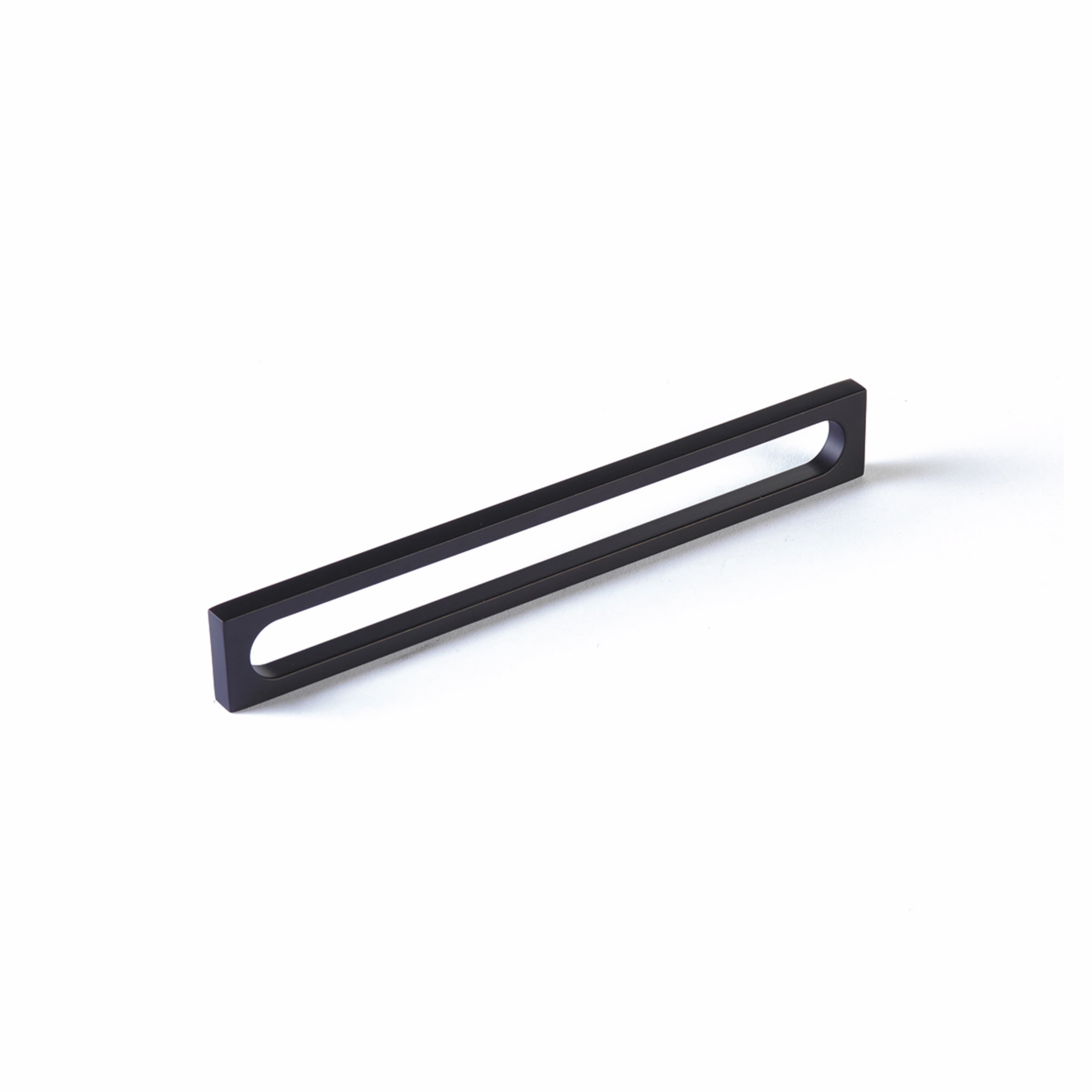Schaub 10034-MB 8-3/8" Cafe Modern Oval Slot Cabinet Pull with 8" Center to Center Matte Black Finish Sparrow Supply