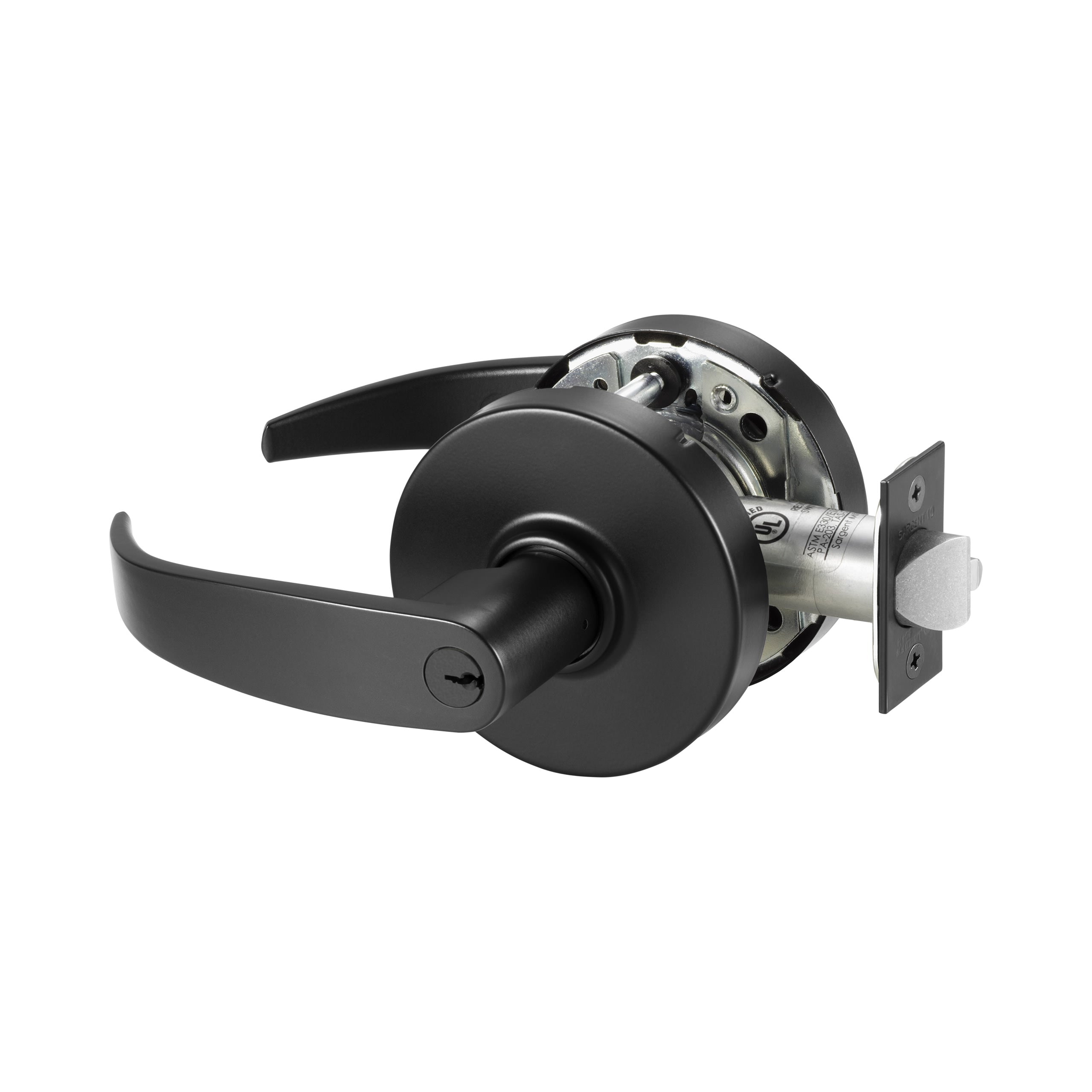 Sargent 10XG05LPBSP Entry Office (F109) Cylindrical Lever Lock Grade 1 with P Lever and L Rose with LA Keyway KD and ASA Strike Black Suede Powder Coat Finish