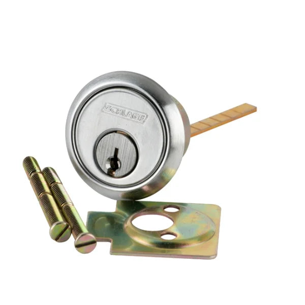Schlage Commercial 20022C626 Conventional Rim Cylinder C Keyway KD with Horizontal Tailpiece Satin Chrome Finish Sparrow Supply