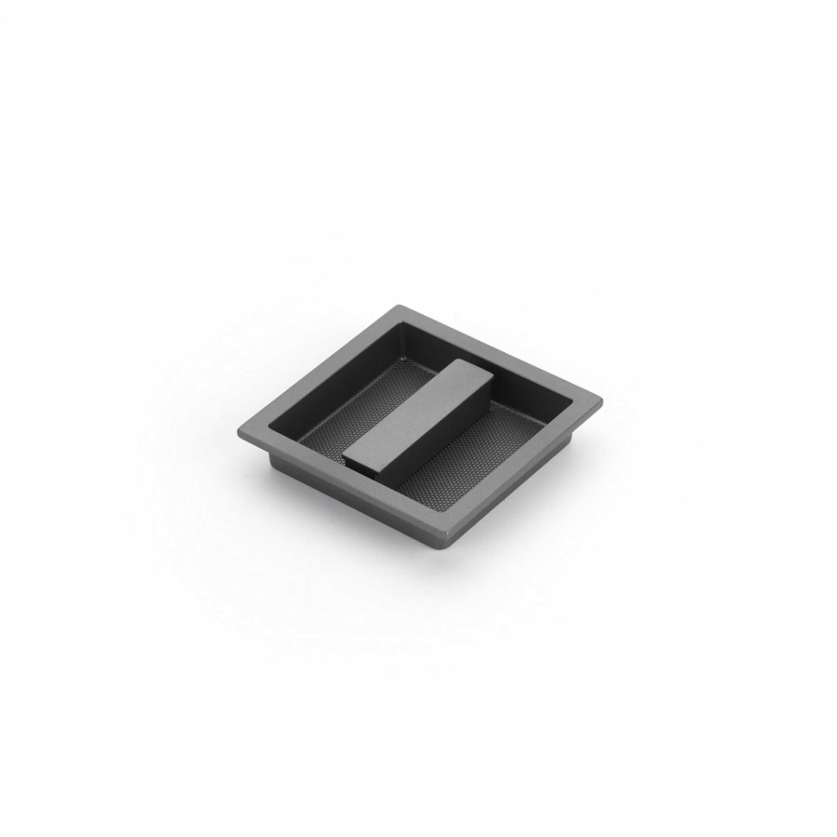 Schaub 1207-GM 3-7/8" x 3-7/8" Modo Centered Recessed Pull Gun Metal Finish Sparrow Supply