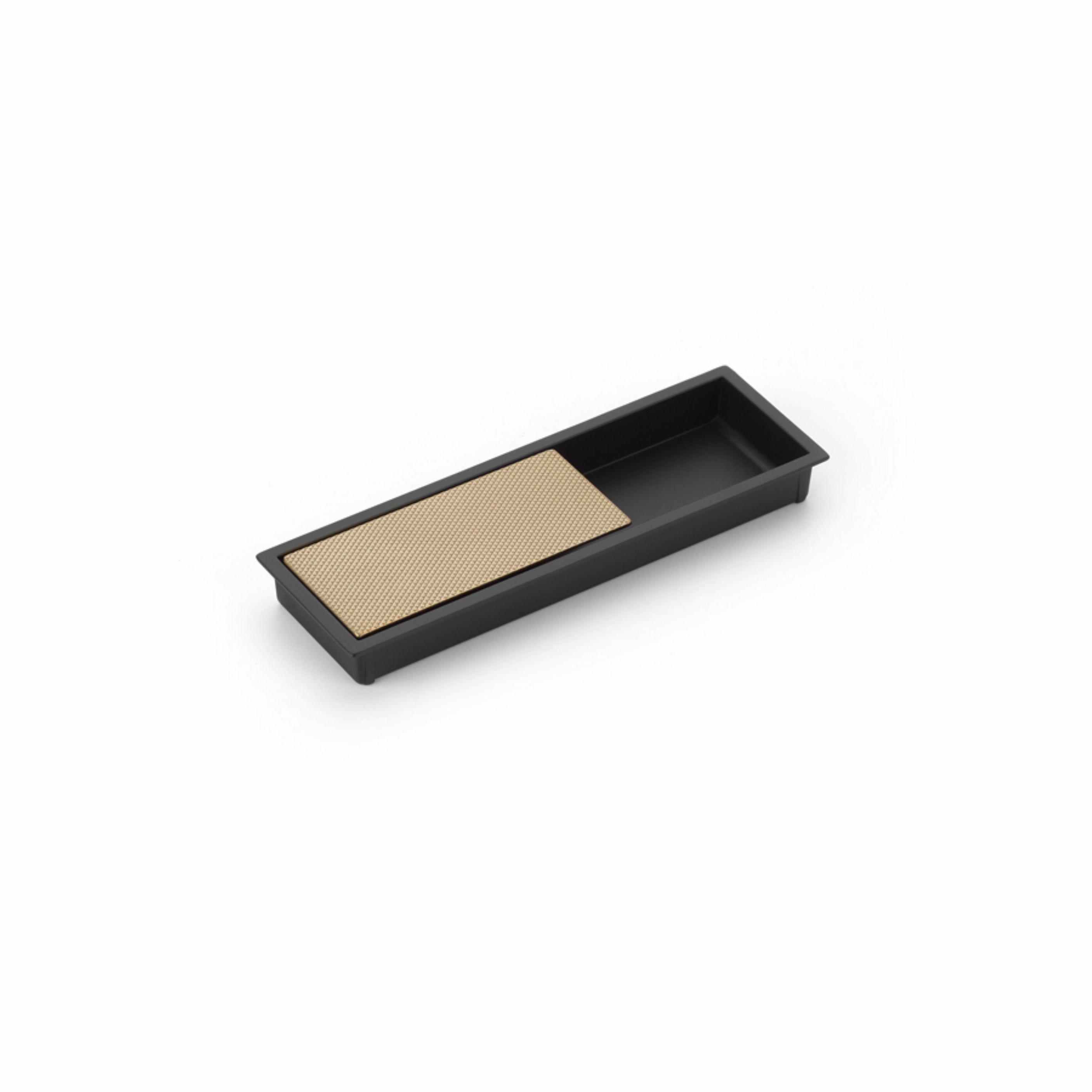 Schaub 1210-MB-SSB 6-1/4" x 2" Modo Recessed Cabinet Pull Matte Black and Signature Satin Brass Finish Sparrow Supply
