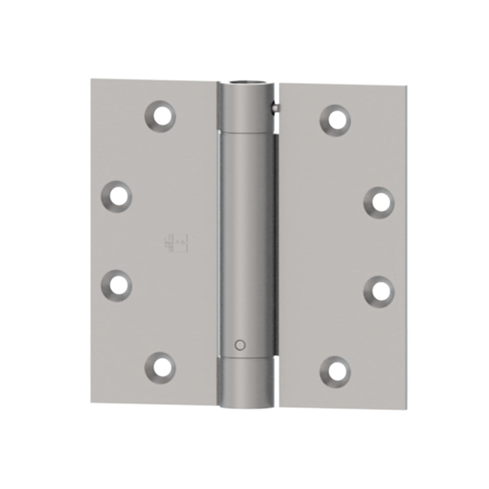 Hager 125041215.1 4-1/2" x 4-1/2" Full Mortise Single Acting Square Corner Spring Hinge Single Box # 140420 Satin Nickel Finish