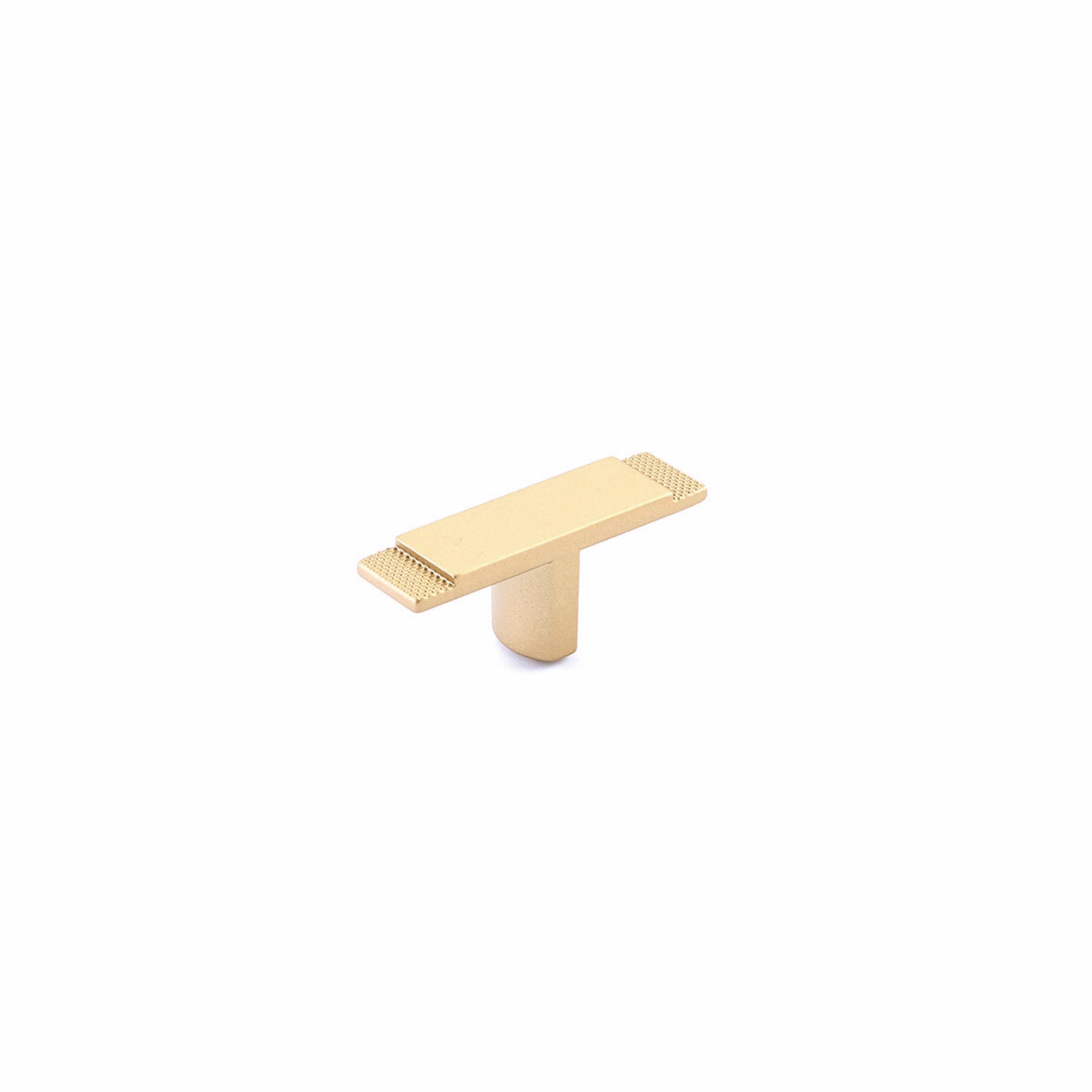Schaub 20013-SSB 2-3/8" Quadrato Cabinet T Knob Signature Satin Brass Finish Sparrow Supply