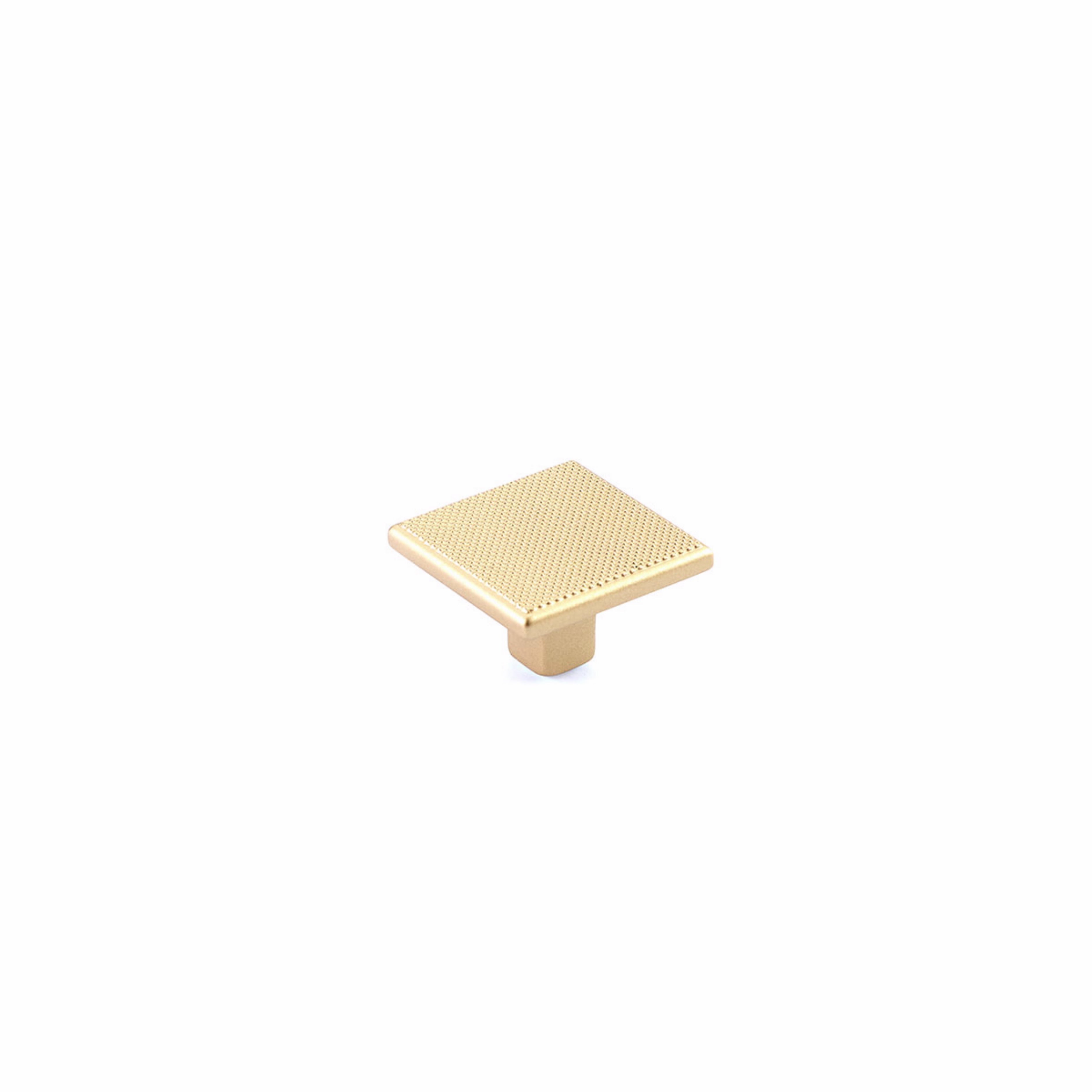 Schaub 20015-SSB 1-3/8" Quadrato Square Cabinet Knob Signature Satin Brass Finish Sparrow Supply