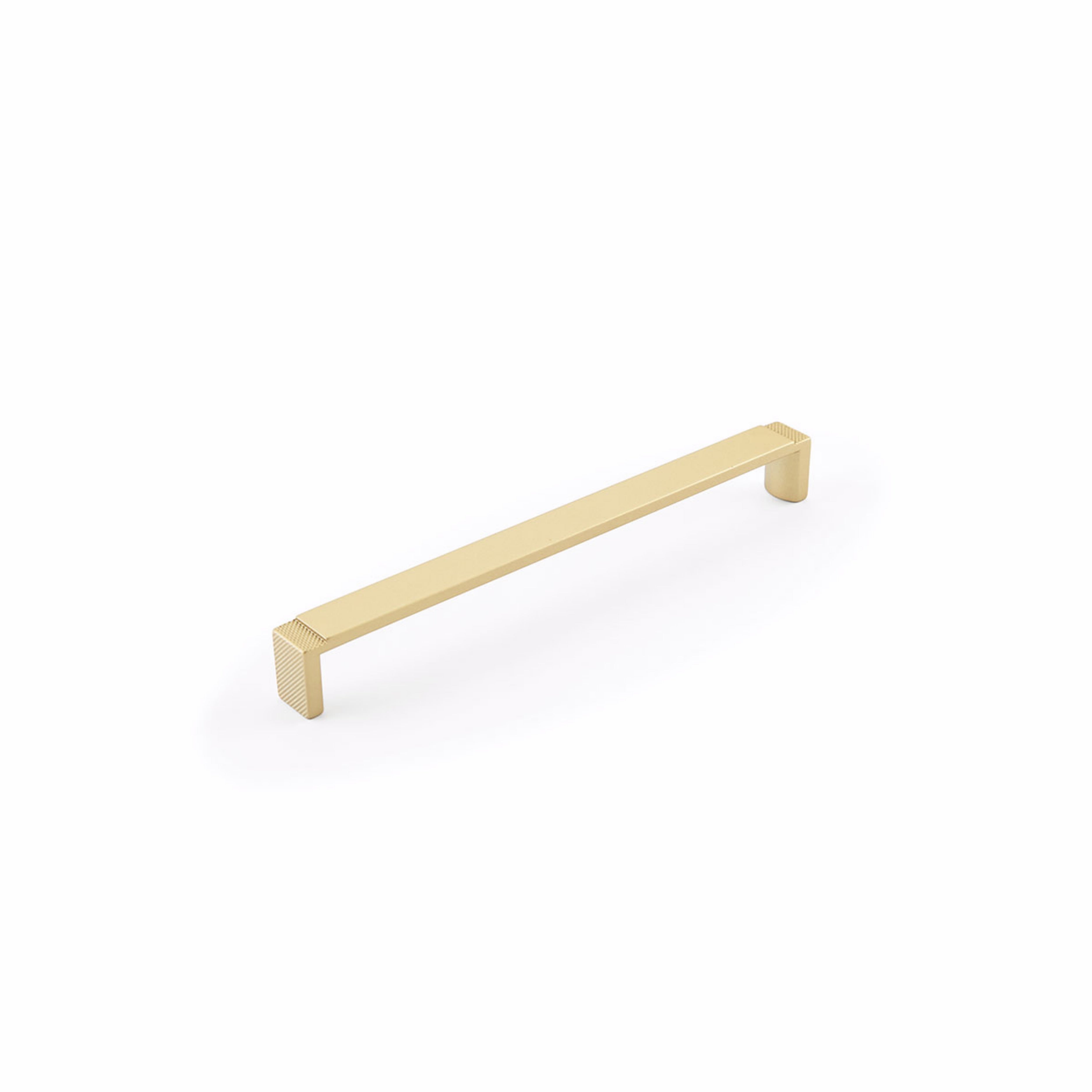 Schaub 20017-SSB 7-1/2" Center to Center Quadrato Wide Cabinet Pull Signature Satin Brass Finish Sparrow Supply