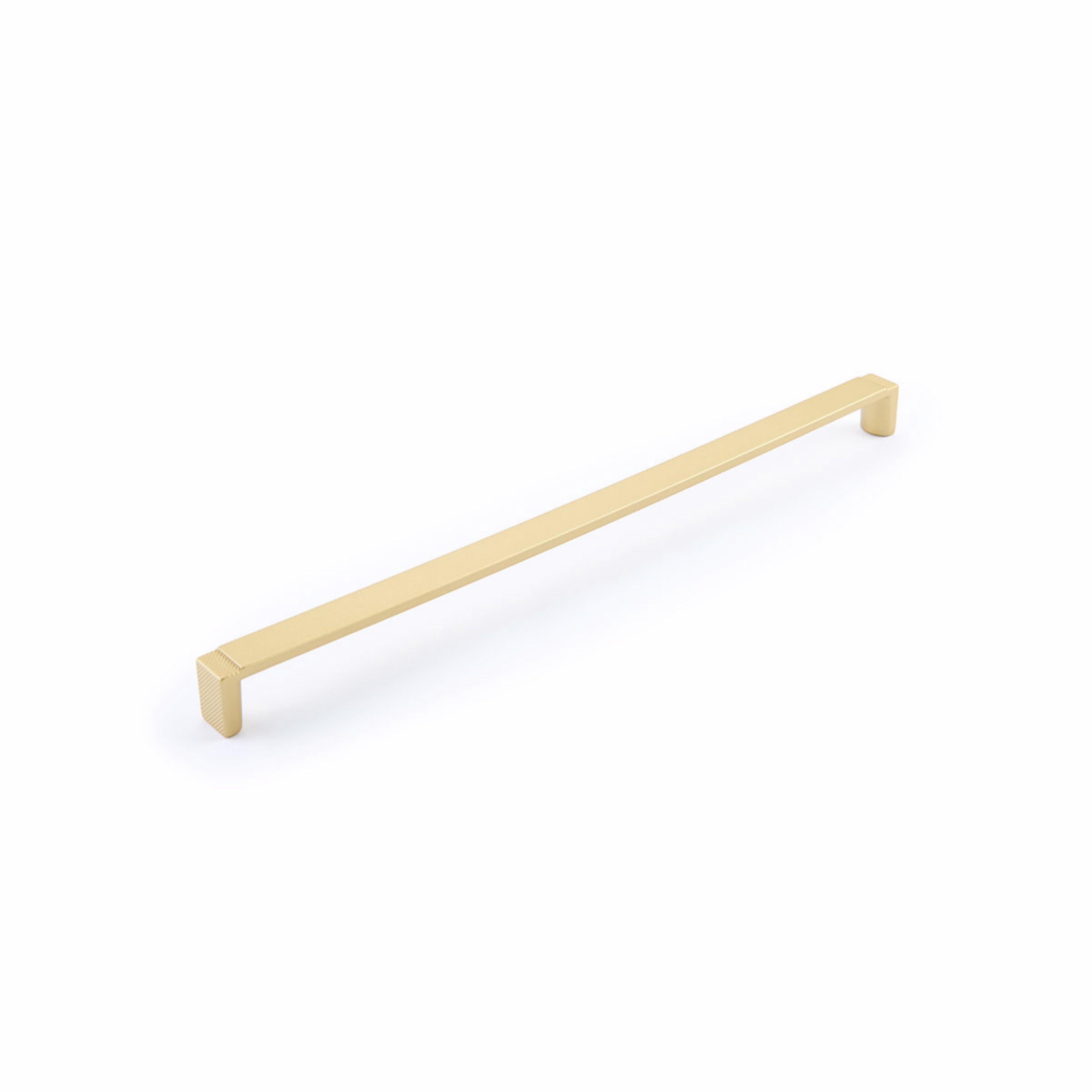 Schaub 20018-SSB 12-5/8" Center to Center Quadrato Wide Cabinet Pull Signature Satin Brass Finish Sparrow Supply
