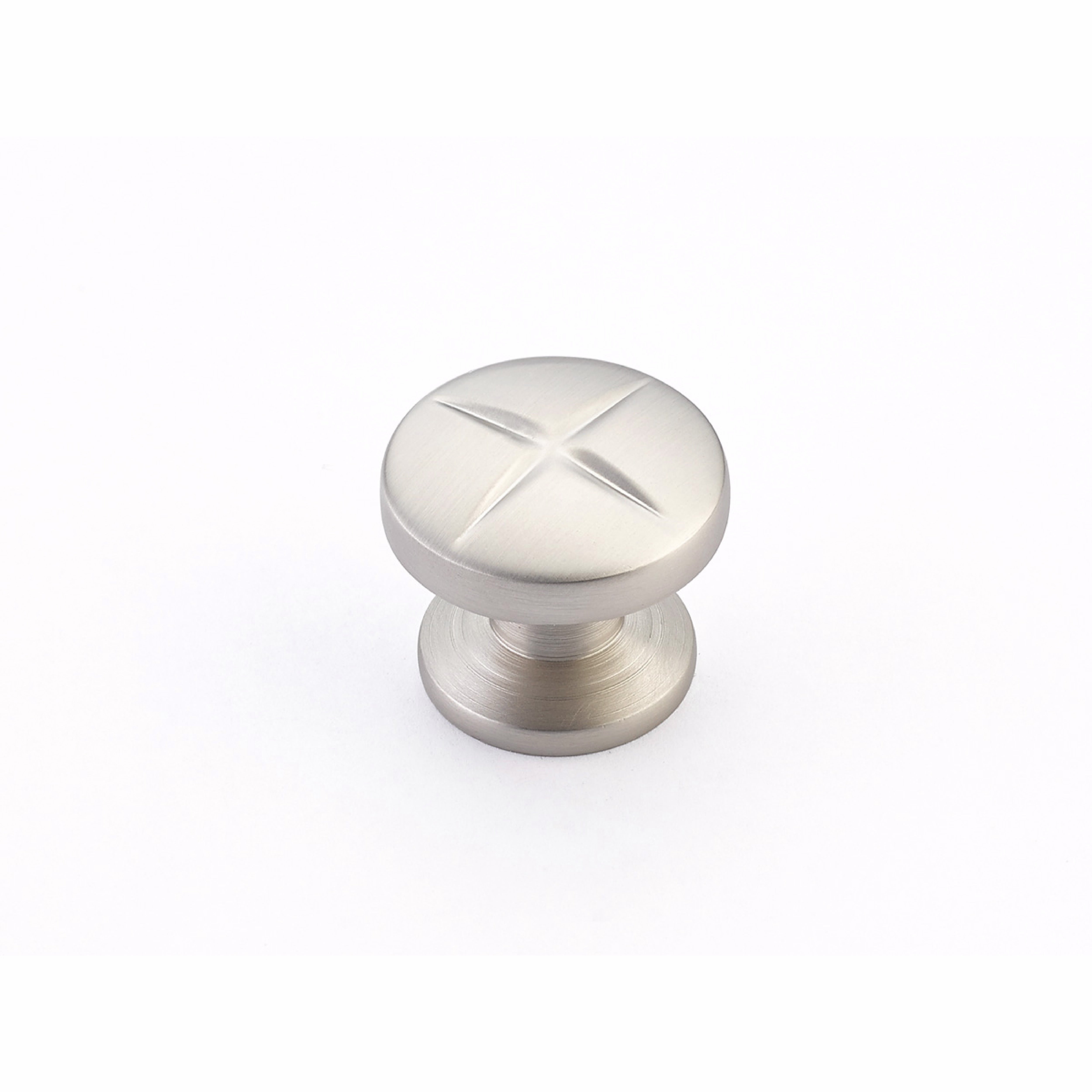 Schaub 210-15 1-3/8" Grooved Northport Round Cabinet Knob Satin Nickel Finish Sparrow Supply