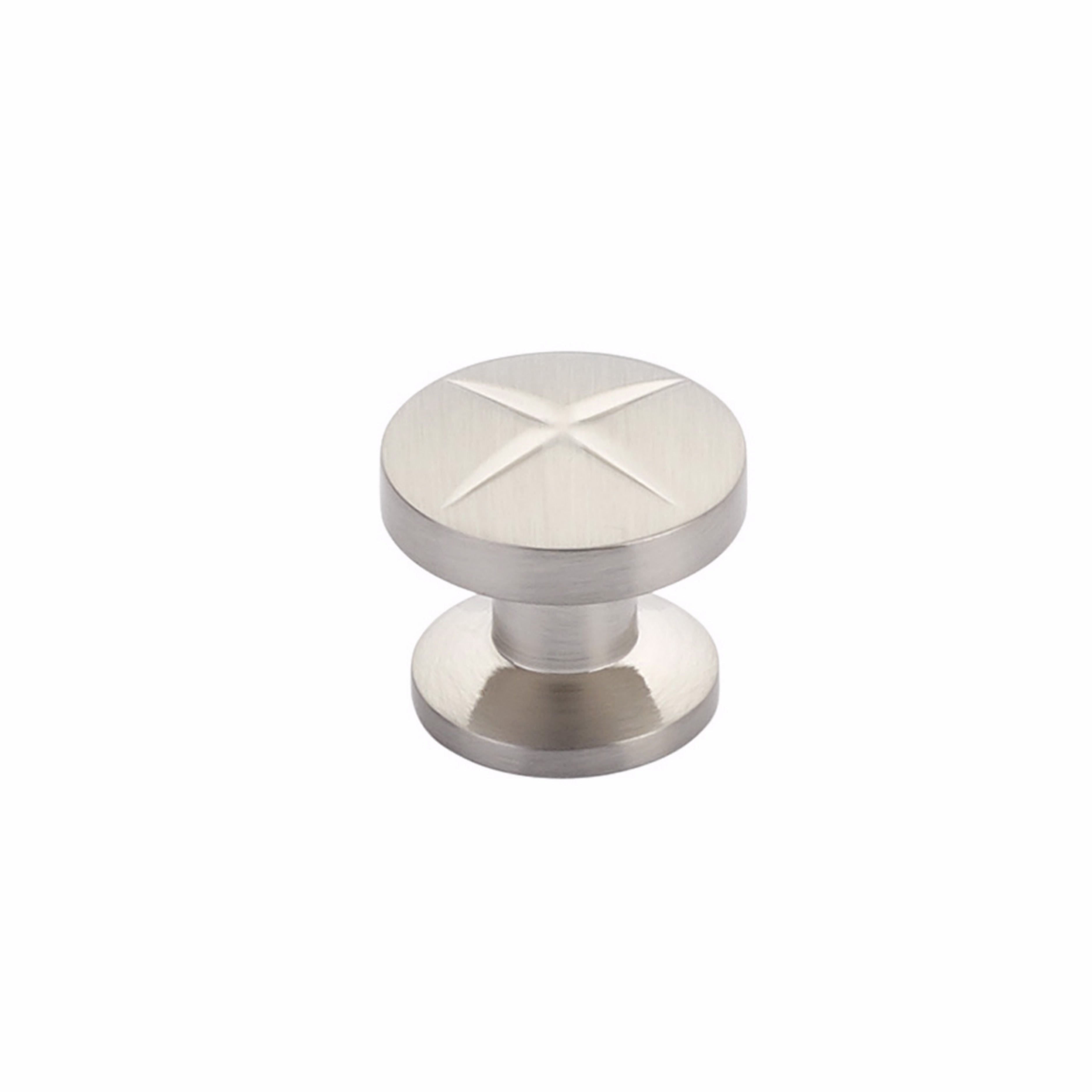 Schaub 210-BN 1-3/8" Grooved Northport Round Cabinet Knob Brushed Nickel Finish Sparrow Supply