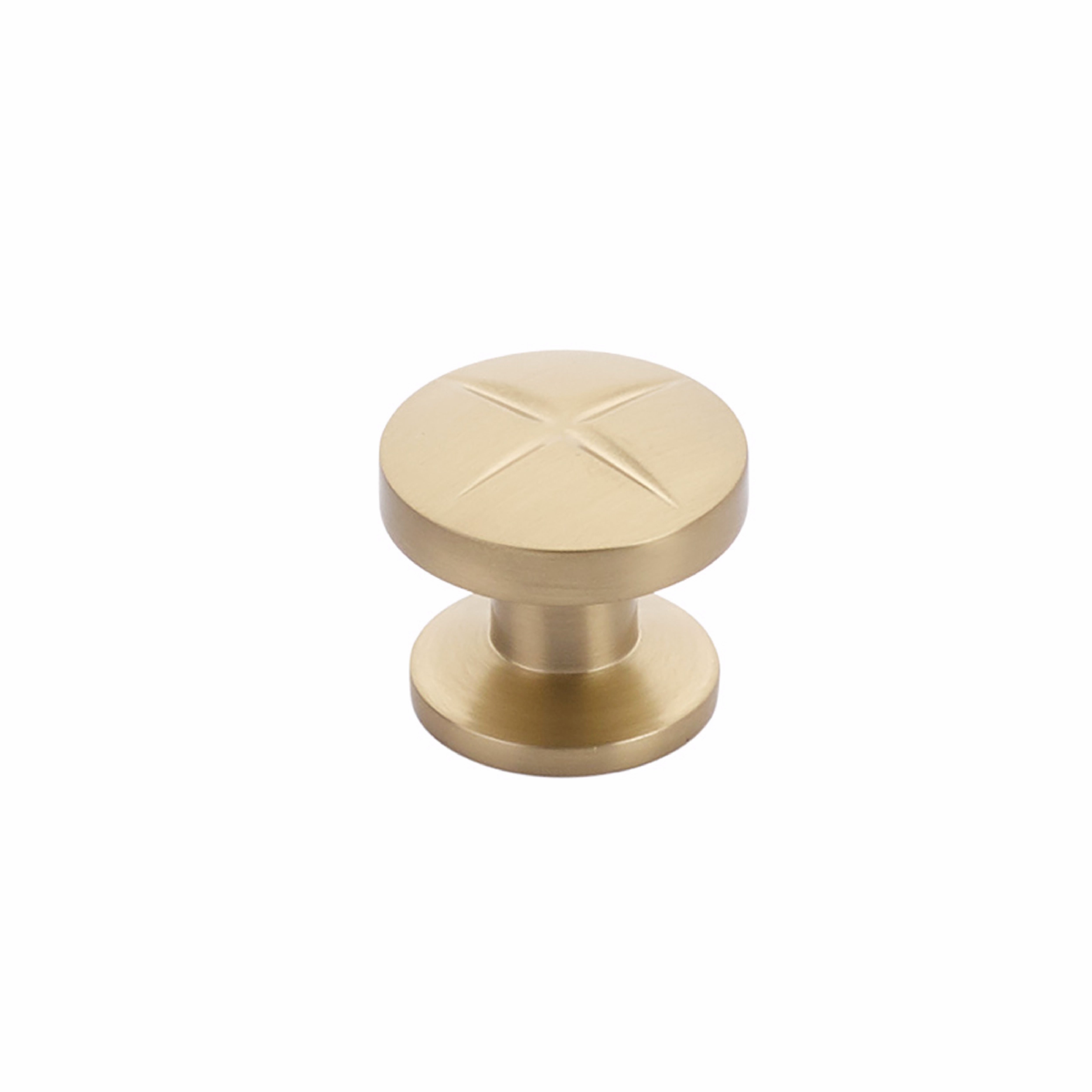 Schaub 210-SSB 1-3/8" Grooved Northport Round Cabinet Knob Signature Satin Brass Finish Sparrow Supply