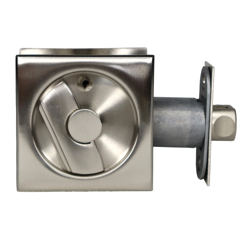 Emtek 2135US15 Square Privacy Pocket Door Tubular Lock with Privacy Strike Plate and Dust Box Satin Nickel Finish Sparrow Supply