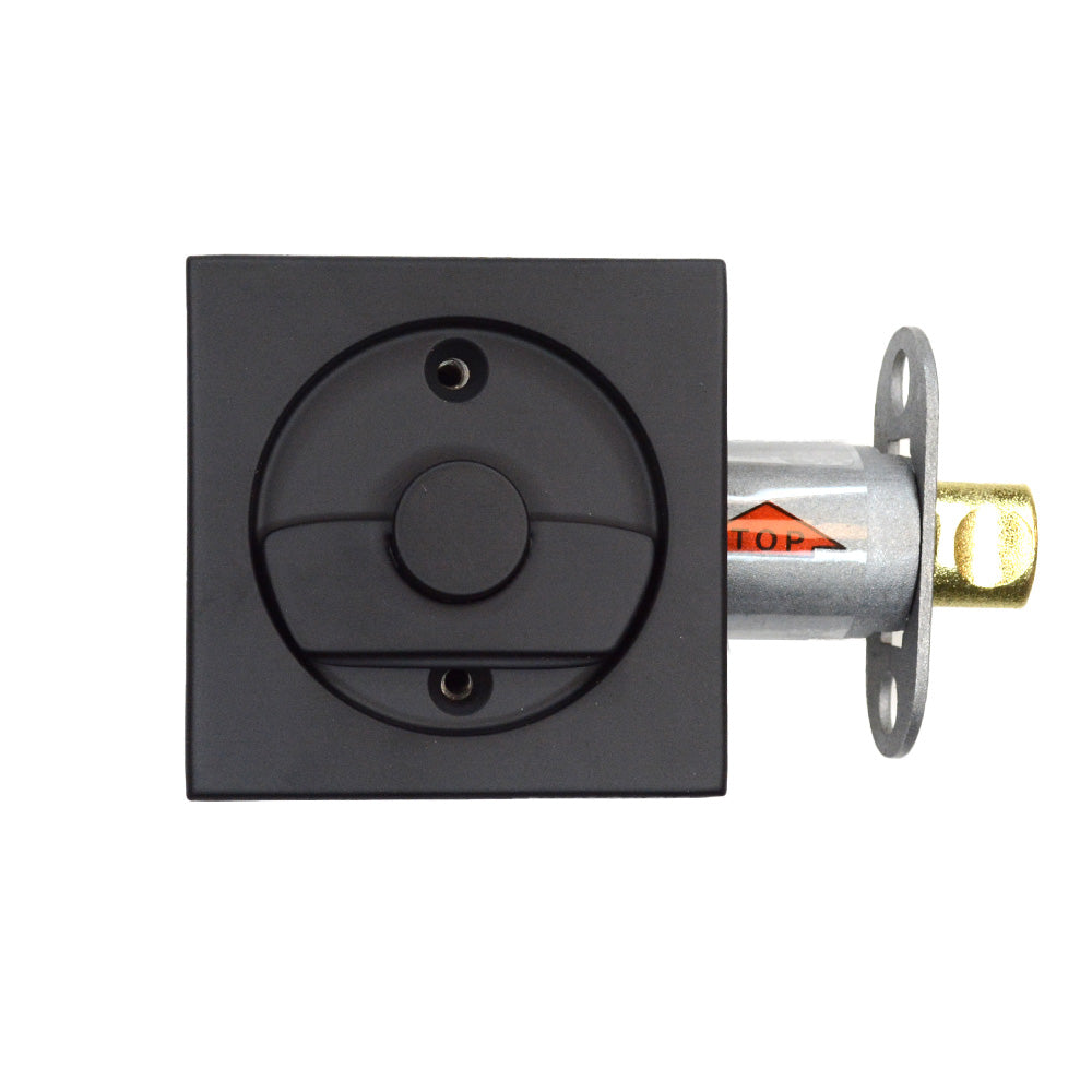 Emtek 2135US19 Square Privacy Pocket Door Tubular Lock with Privacy Strike Plate and Dust Box Flat Black Finish Sparrow Supply