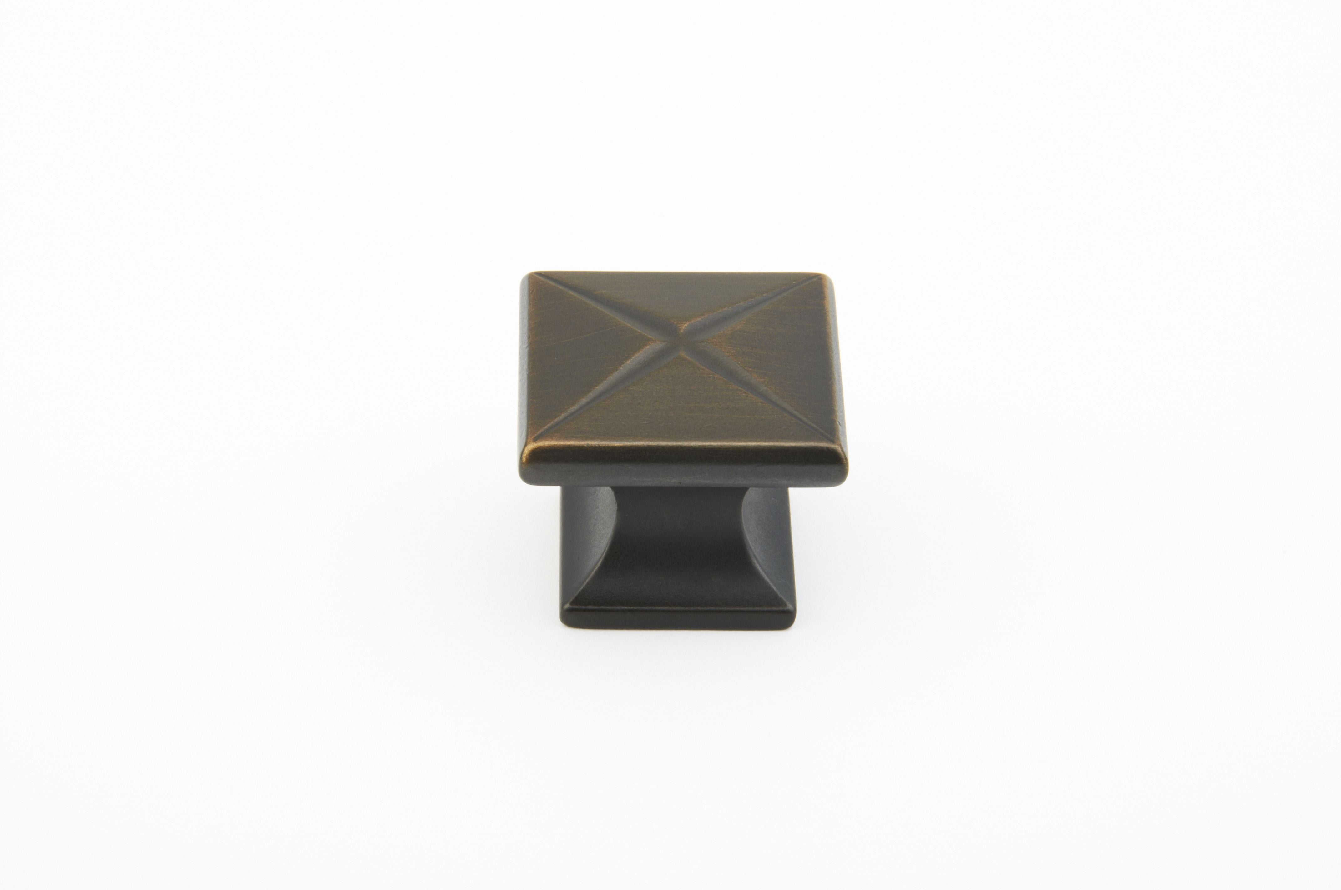 Schaub 215-ABZ 1-3/8" Northport Square Cabinet Knob Ancient Bronze Finish Sparrow Supply