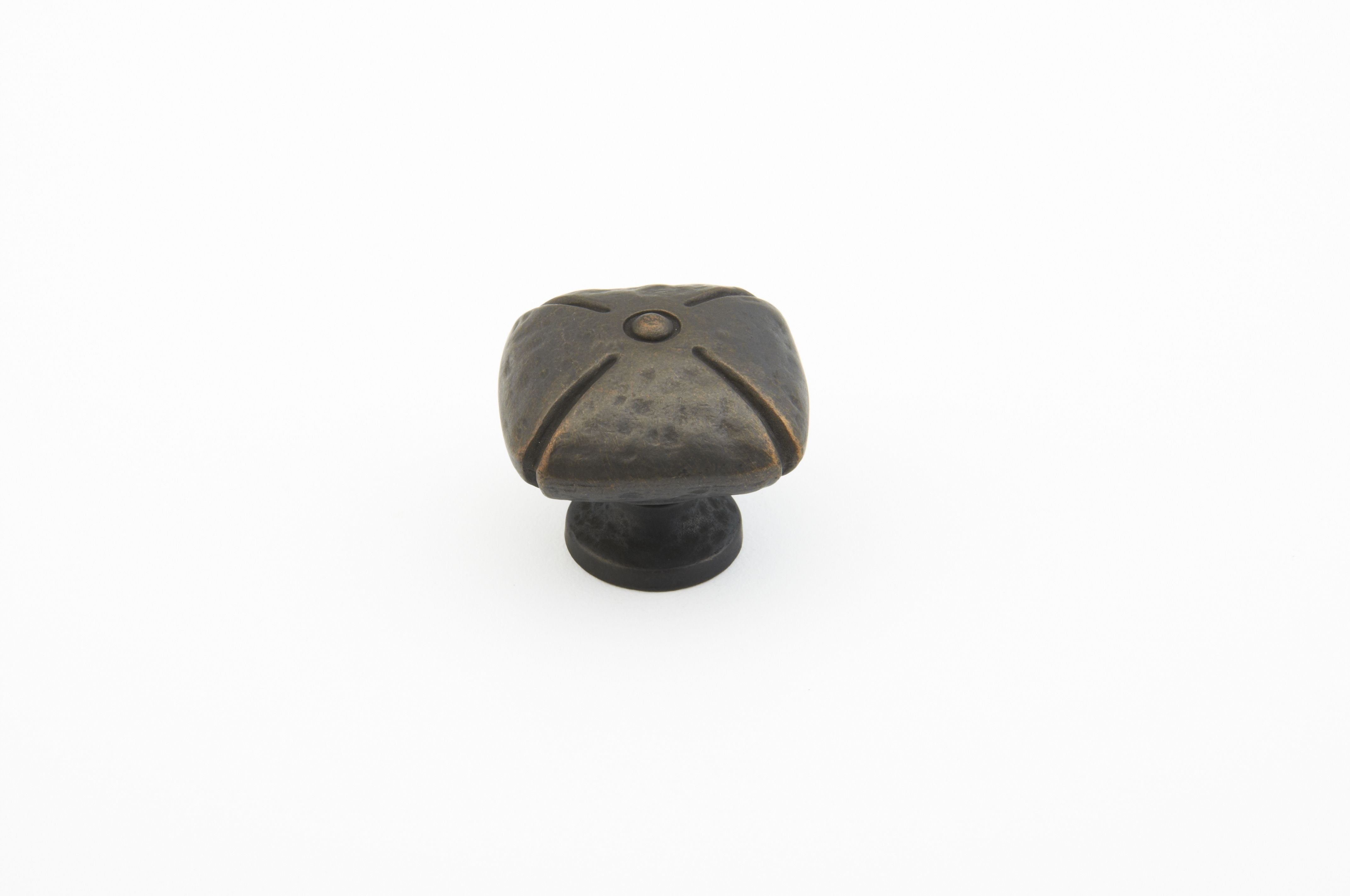 Schaub 251-ABZ 1-1/2" Siena Square Cabinet Knob Ancient Bronze Finish Sparrow Supply
