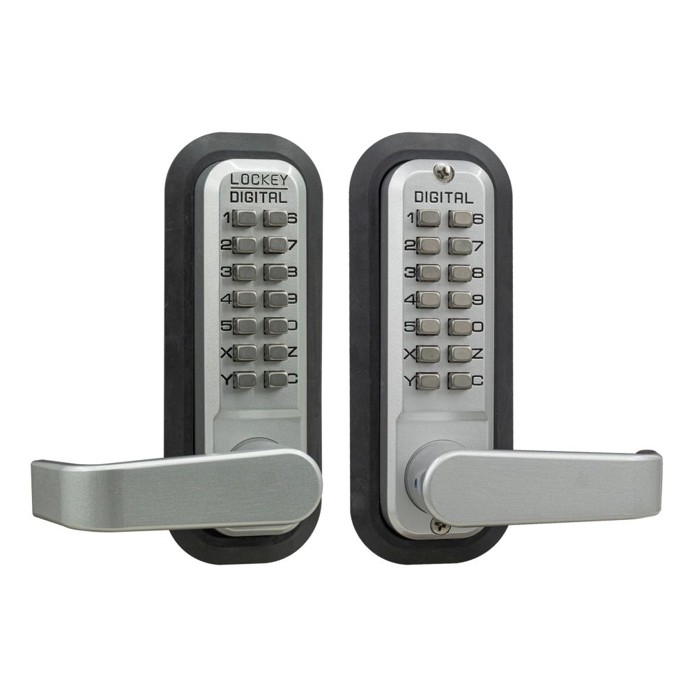 Lockey 2835SCMGDC Mechanical Keyless Lever Lock with Passage Function and Double Combination Satin Chrome Marine Grade Finish Sparrow Supply