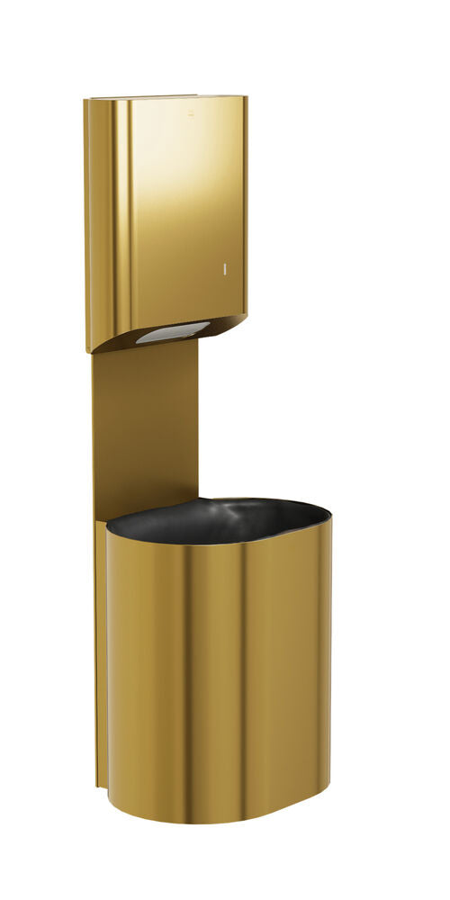 Bradley 2B5-110000-BR Towel/Waste Unit- Surface Mtd P-Shape, 14 GAL Brushed Brass Sparrow Supply