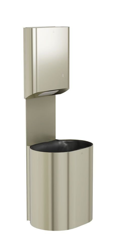 Bradley 2B5-110000-BN Towel/Waste Unit- Surface Mtd P-Shape, 14 GAL Brushed Nickel Sparrow Supply