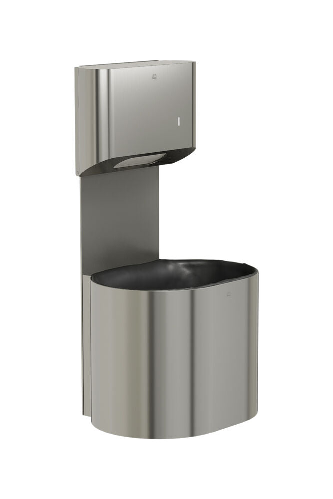 Bradley 2B5-113400-BS Towel/Waste Unit-Surface Mtd P-Shape, 10 GAL Brushed Stainless Sparrow Supply