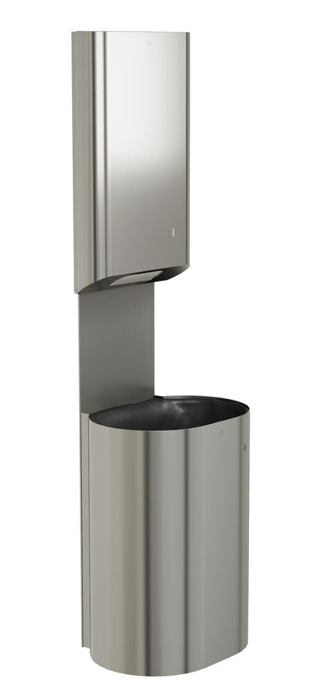 Bradley 2B5-113600-BS Towel/Waste Unit-Surface Mtd P-Shape, 18 GAL Brushed Stainless Sparrow Supply